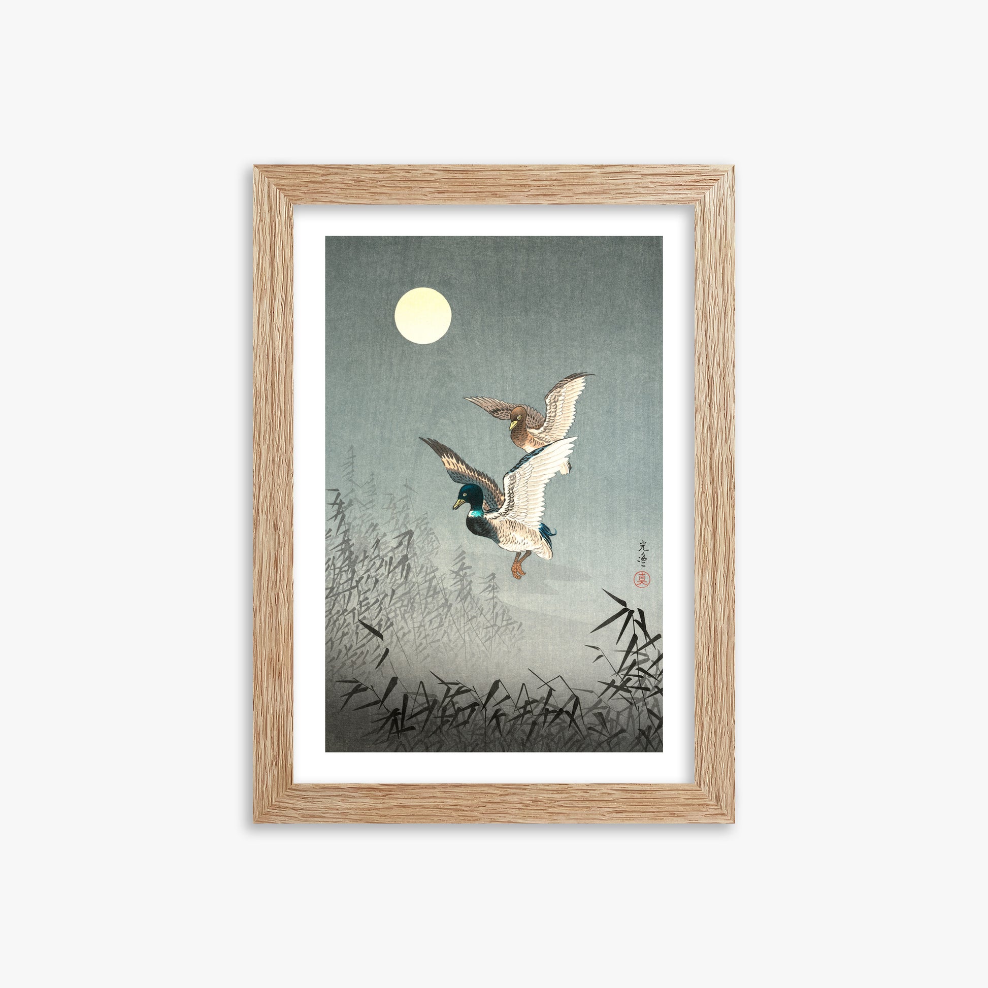 Tsuchiya Koitsu: Tokyo Views: Ducks, 21x30cm Framed Art Reproduction With Raw Oak Frame
