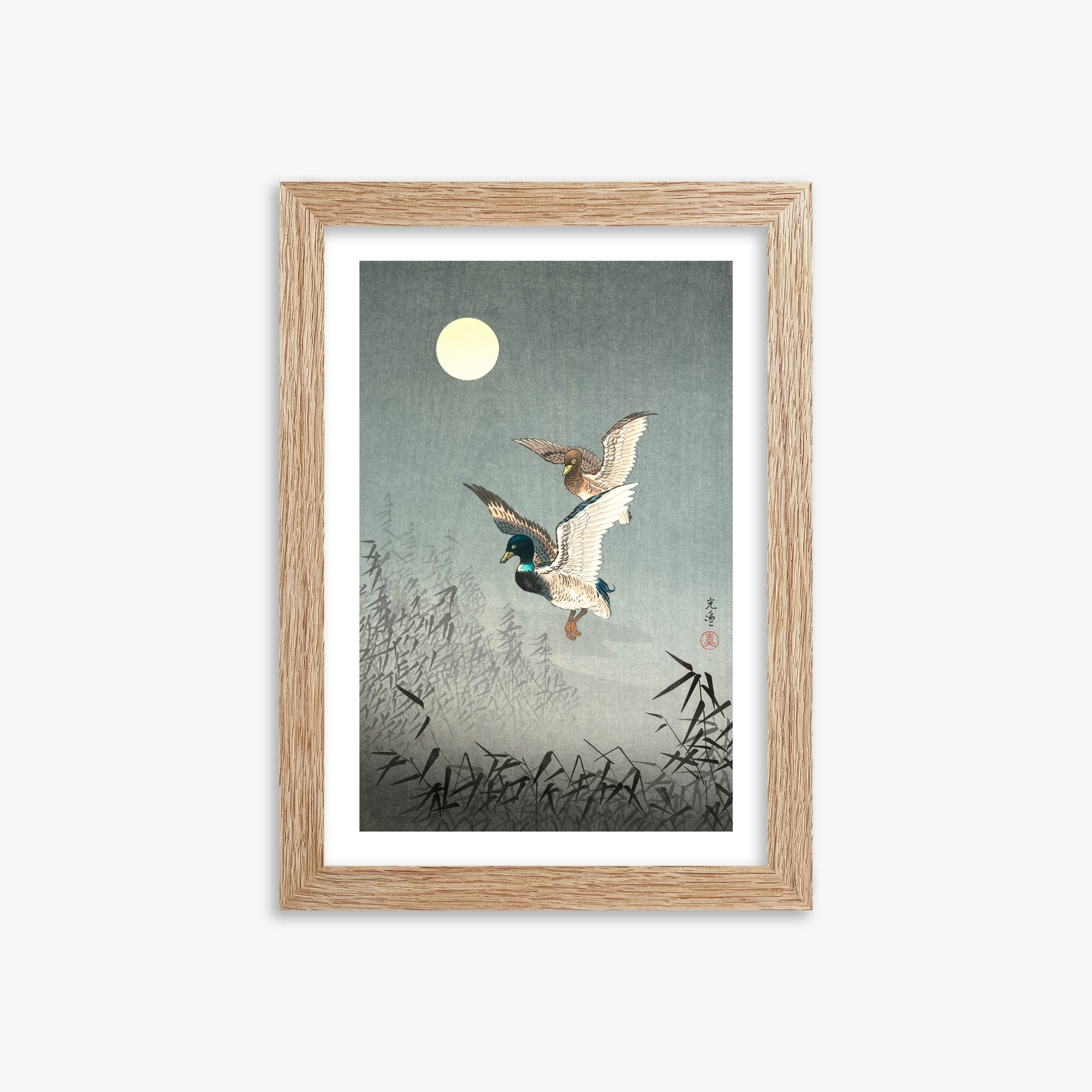 Tsuchiya Koitsu: Tokyo Views: Ducks, 21x30cm Framed Art Reproduction With Raw Oak Frame