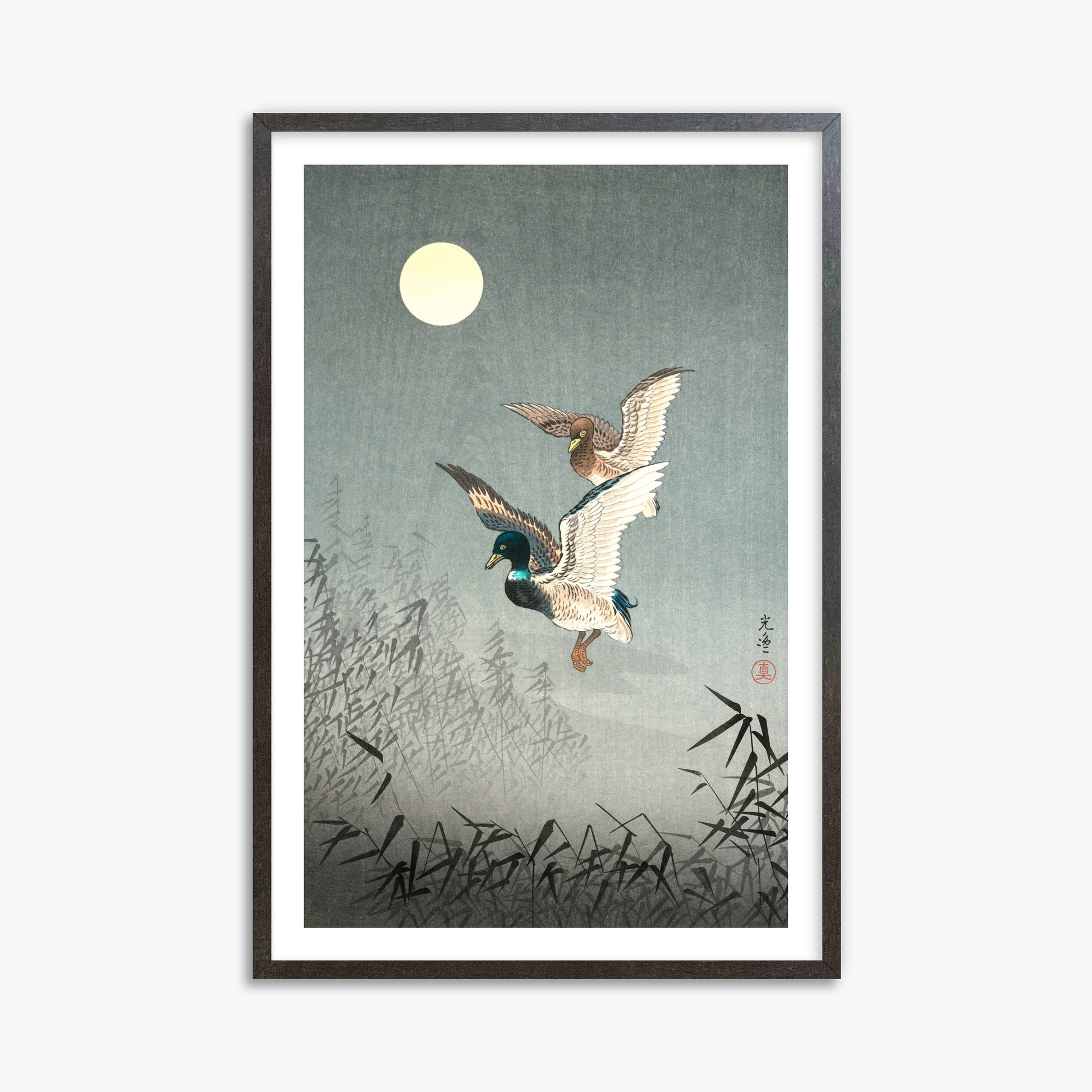 Tsuchiya Koitsu: Tokyo Views: Ducks, 61x91cm Framed Art Reproduction With Espresso Frame