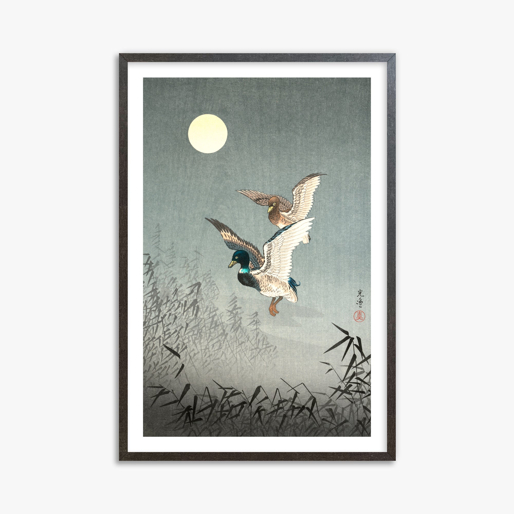 Tsuchiya Koitsu: Tokyo Views: Ducks, 61x91cm Framed Art Reproduction With Espresso Frame