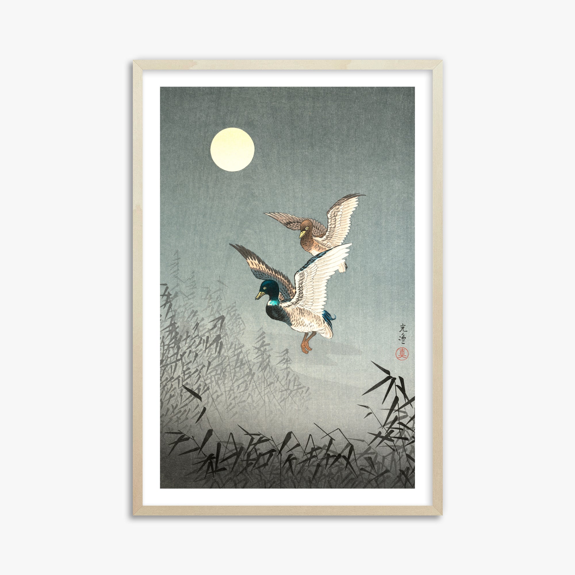 Tsuchiya Koitsu: Tokyo Views: Ducks, 61x91cm Framed Art Reproduction With Lime Wood Frame