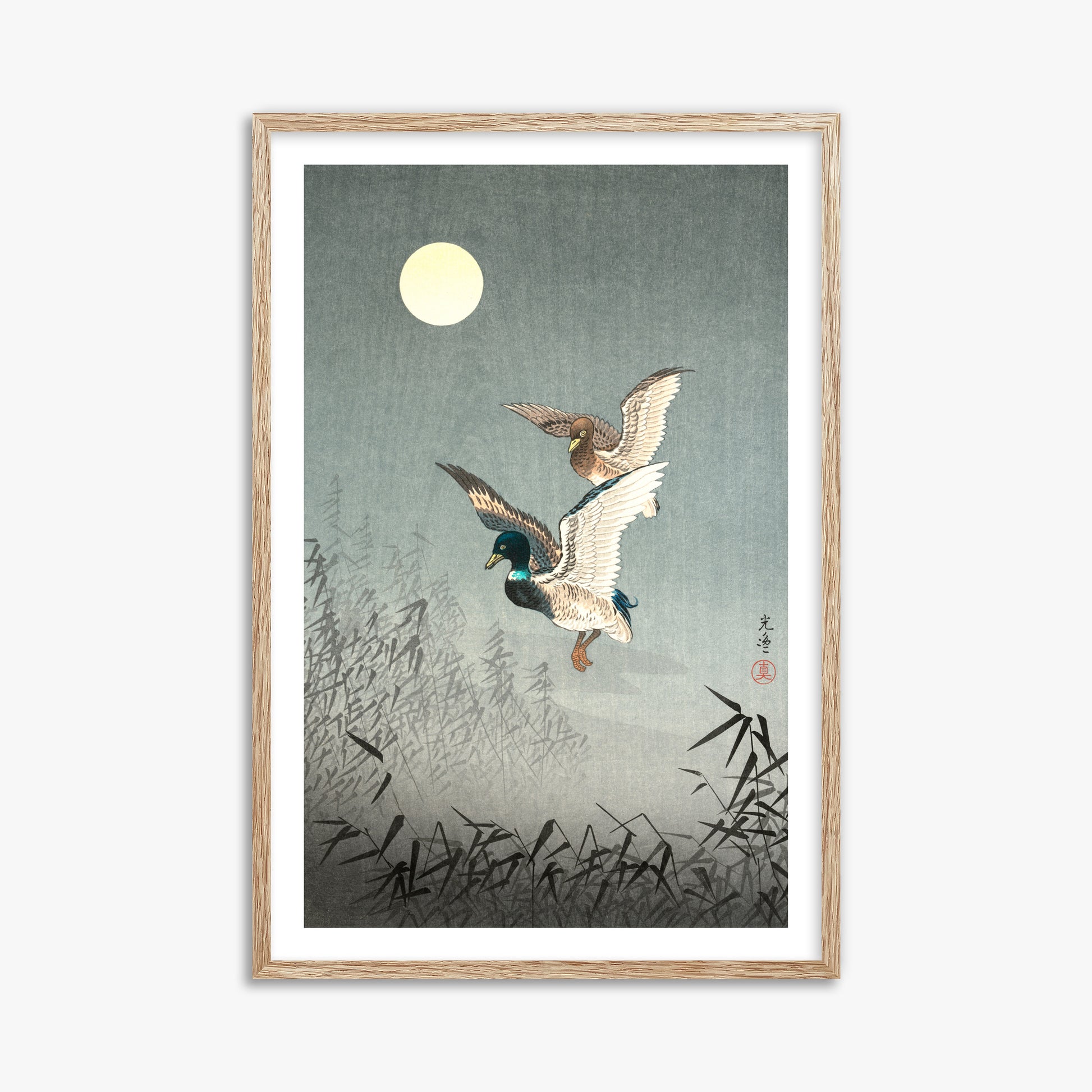 Tsuchiya Koitsu: Tokyo Views: Ducks, 61x91cm Framed Art Reproduction With Raw Oak Frame