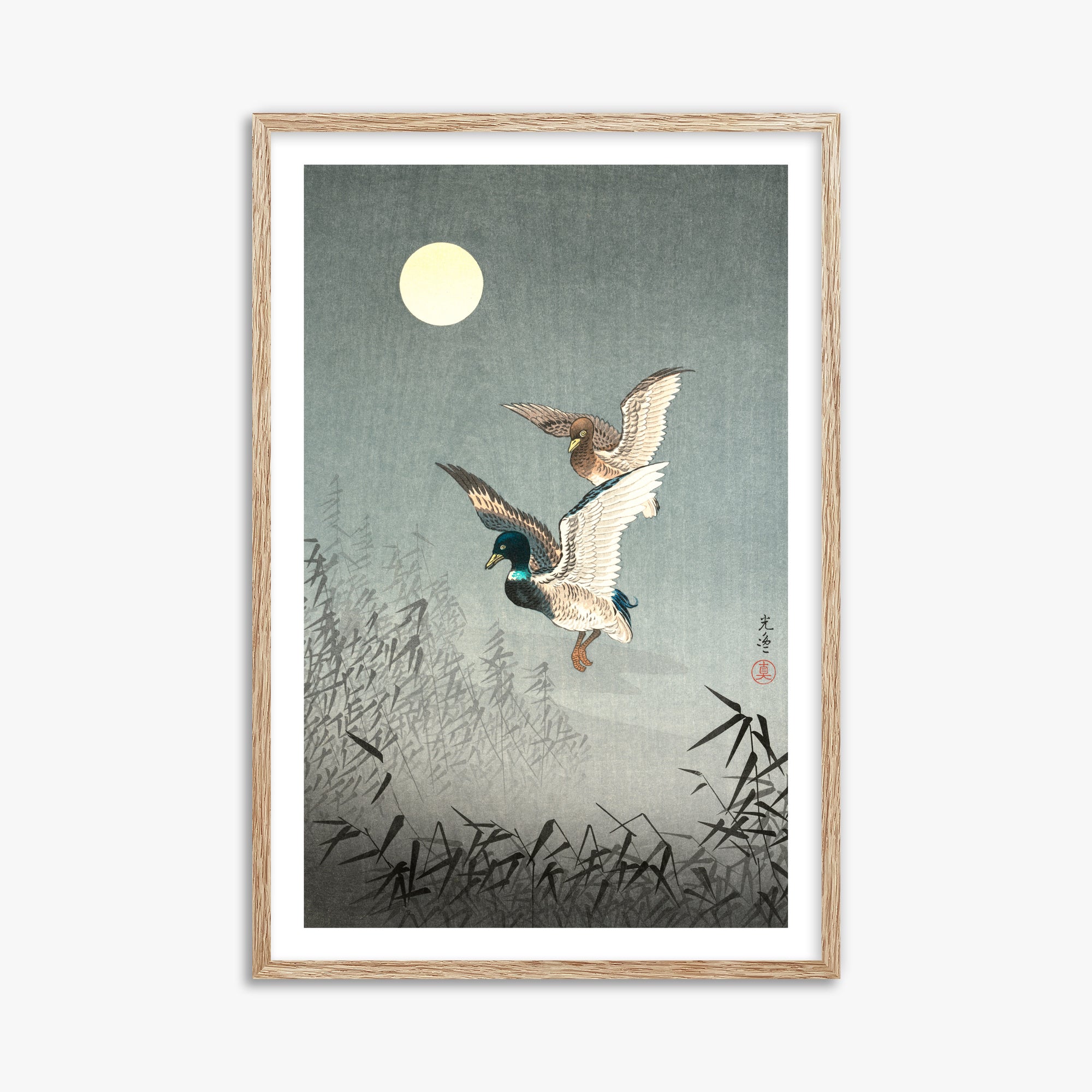 Tsuchiya Koitsu: Tokyo Views: Ducks, 61x91cm Framed Art Reproduction With Raw Oak Frame