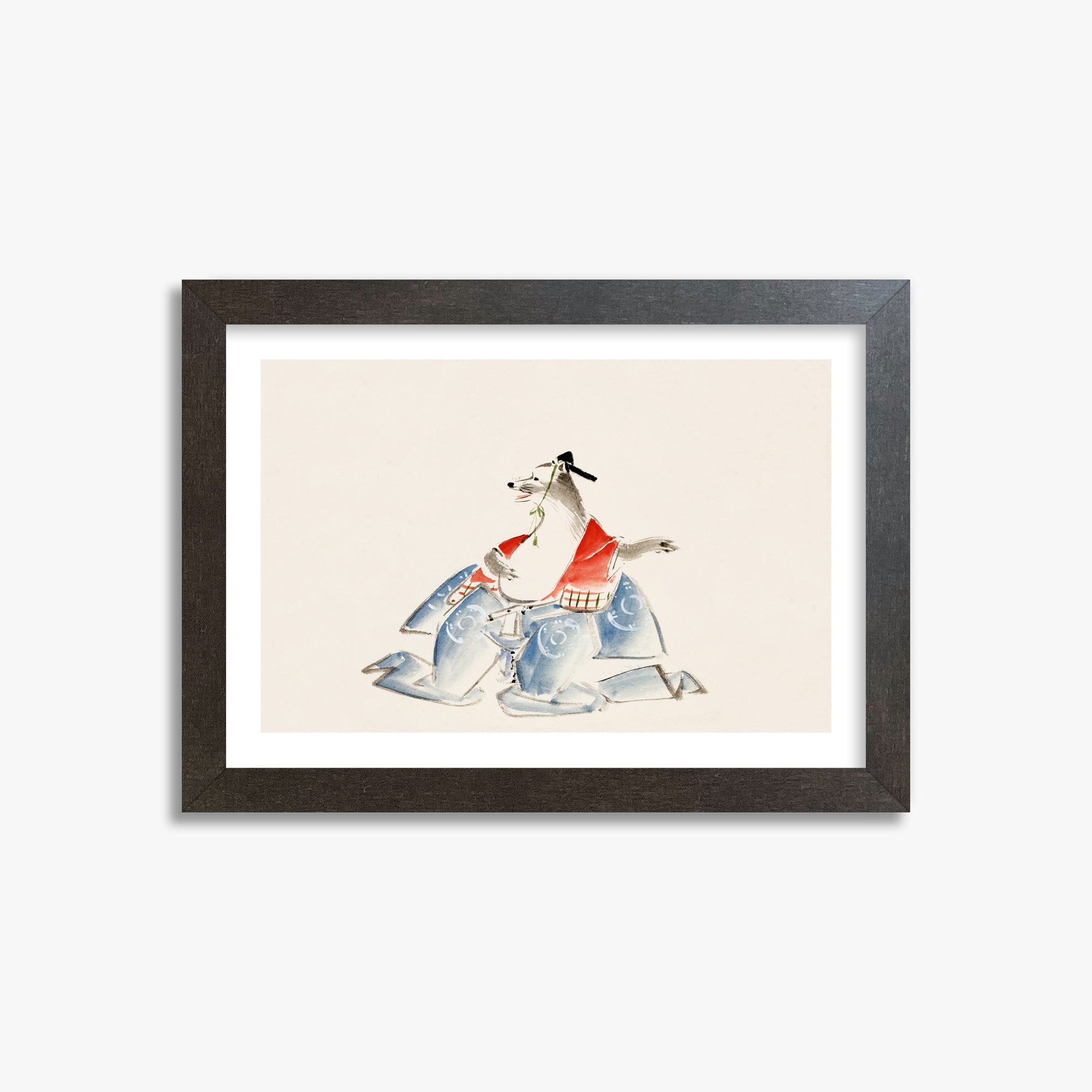 Utagawa Hiroshige: Tanuki (from the Album of Ichiryusai Hiroshige`s Sketches), 21x30cm Framed Art Reproduction With Espresso Frame