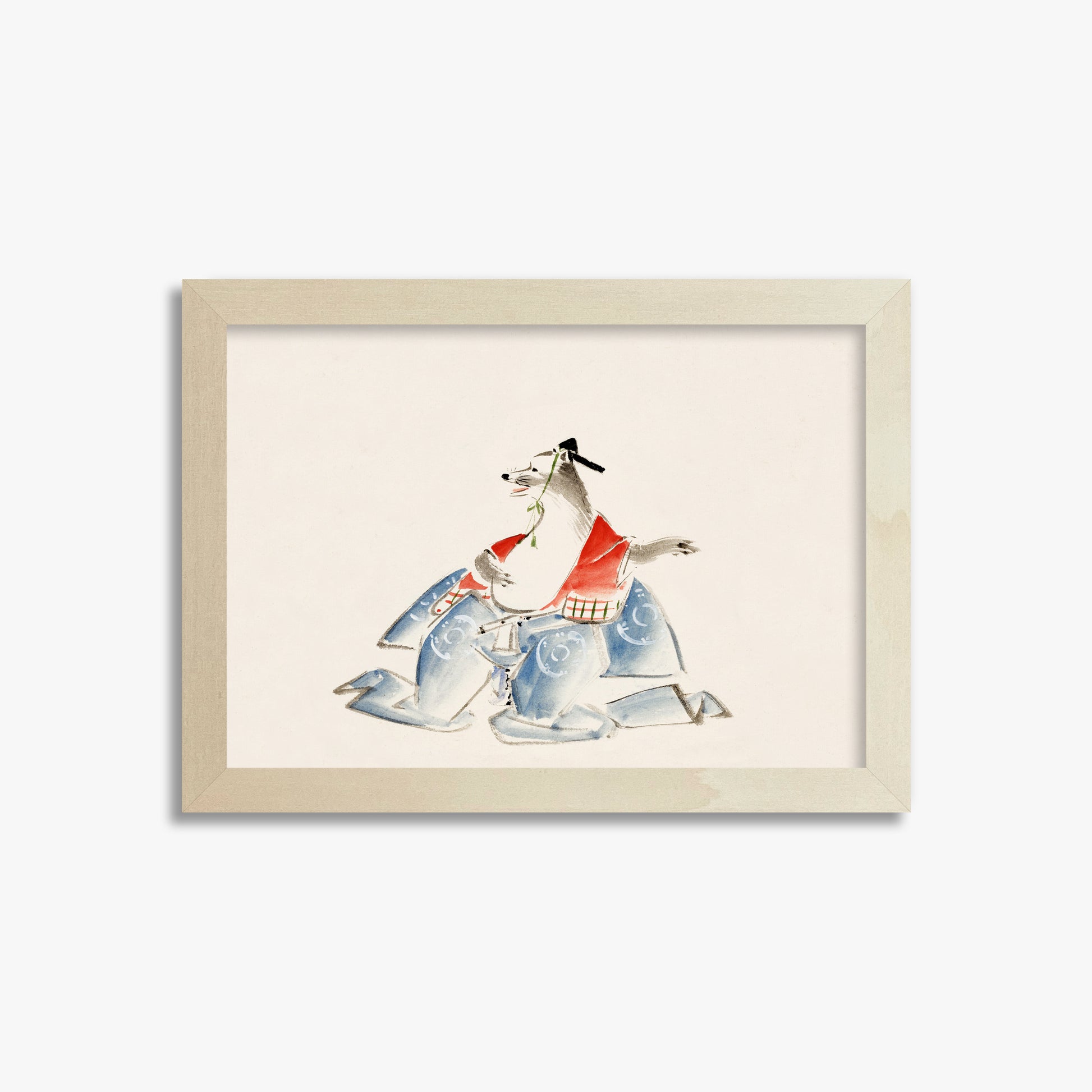 Utagawa Hiroshige: Tanuki (from the Album of Ichiryusai Hiroshige`s Sketches), 21x30cm Framed Art Reproduction With Lime Wood Frame
