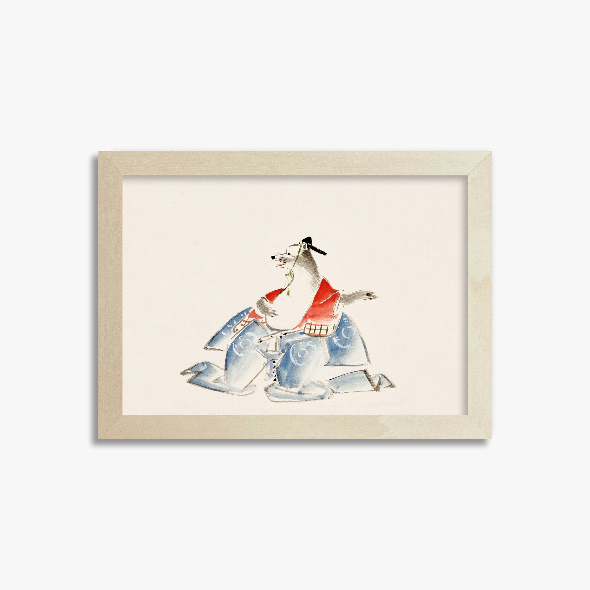 Utagawa Hiroshige: Tanuki (from the Album of Ichiryusai Hiroshige`s Sketches), 21x30cm Framed Art Reproduction With Lime Wood Frame