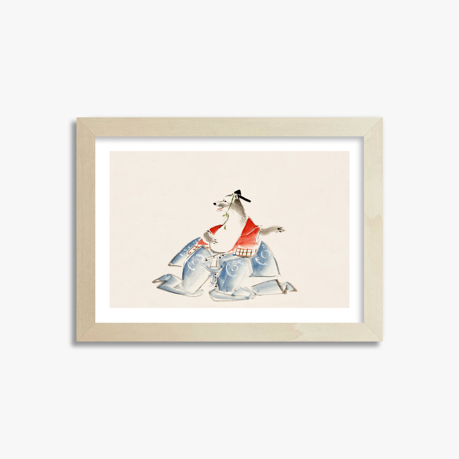 Utagawa Hiroshige: Tanuki (from the Album of Ichiryusai Hiroshige`s Sketches), 21x30cm Framed Art Reproduction With Lime Wood Frame