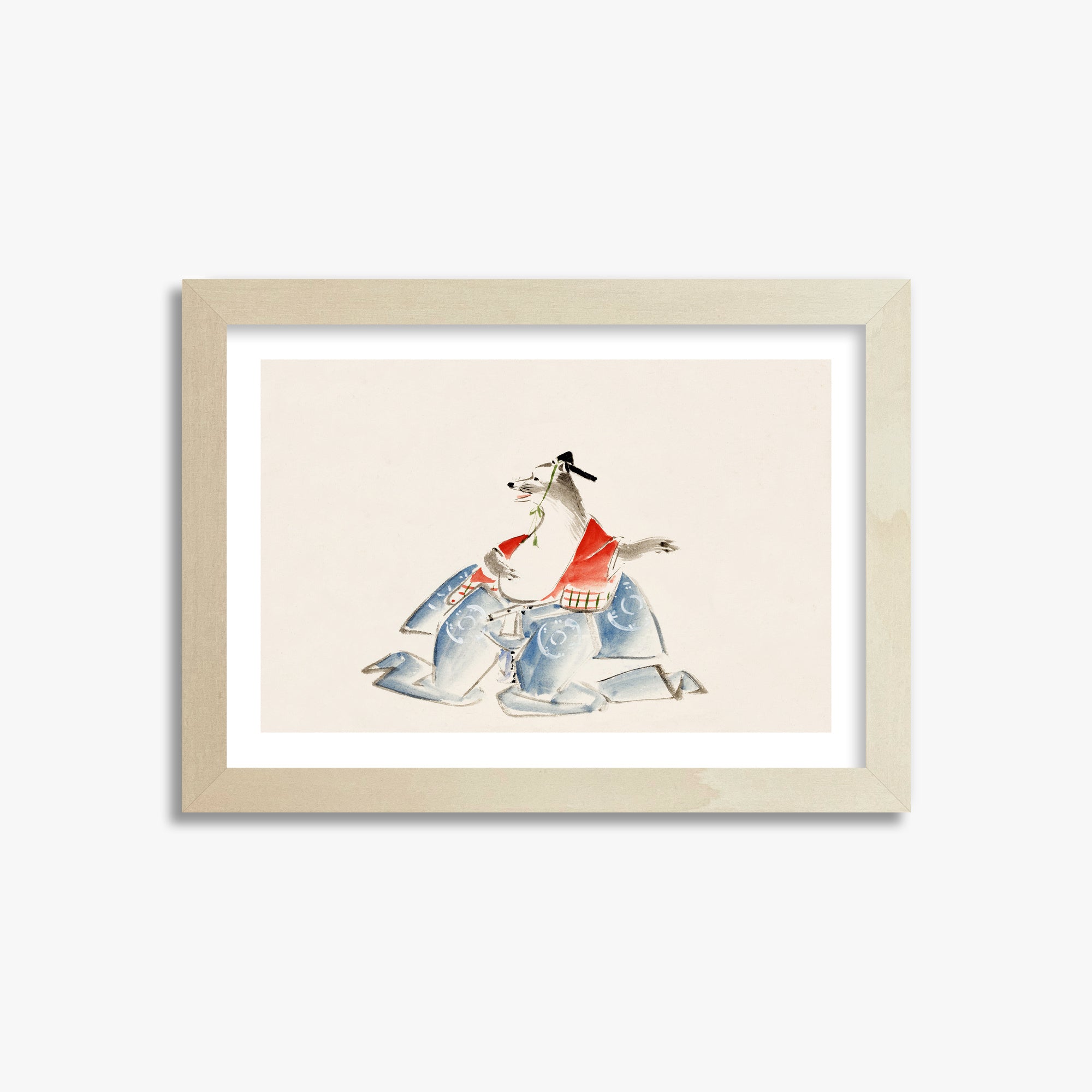 Utagawa Hiroshige: Tanuki (from the Album of Ichiryusai Hiroshige`s Sketches), 21x30cm Framed Art Reproduction With Lime Wood Frame