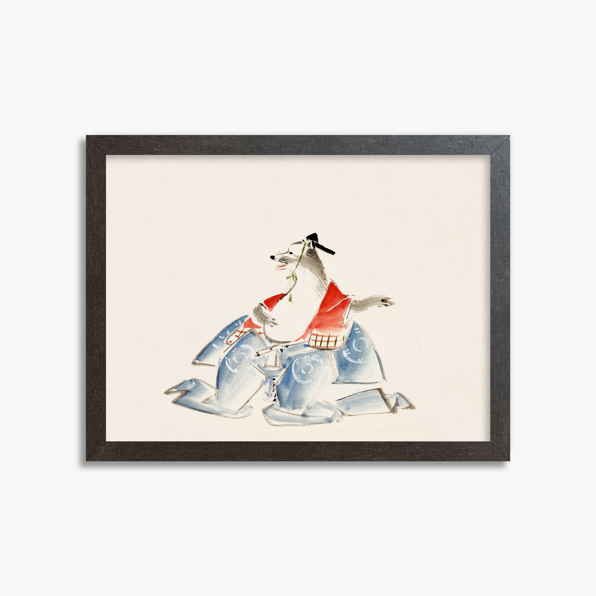 Utagawa Hiroshige: Tanuki (from the Album of Ichiryusai Hiroshige`s Sketches), 30x40cm Framed Art Reproduction With Espresso Frame
