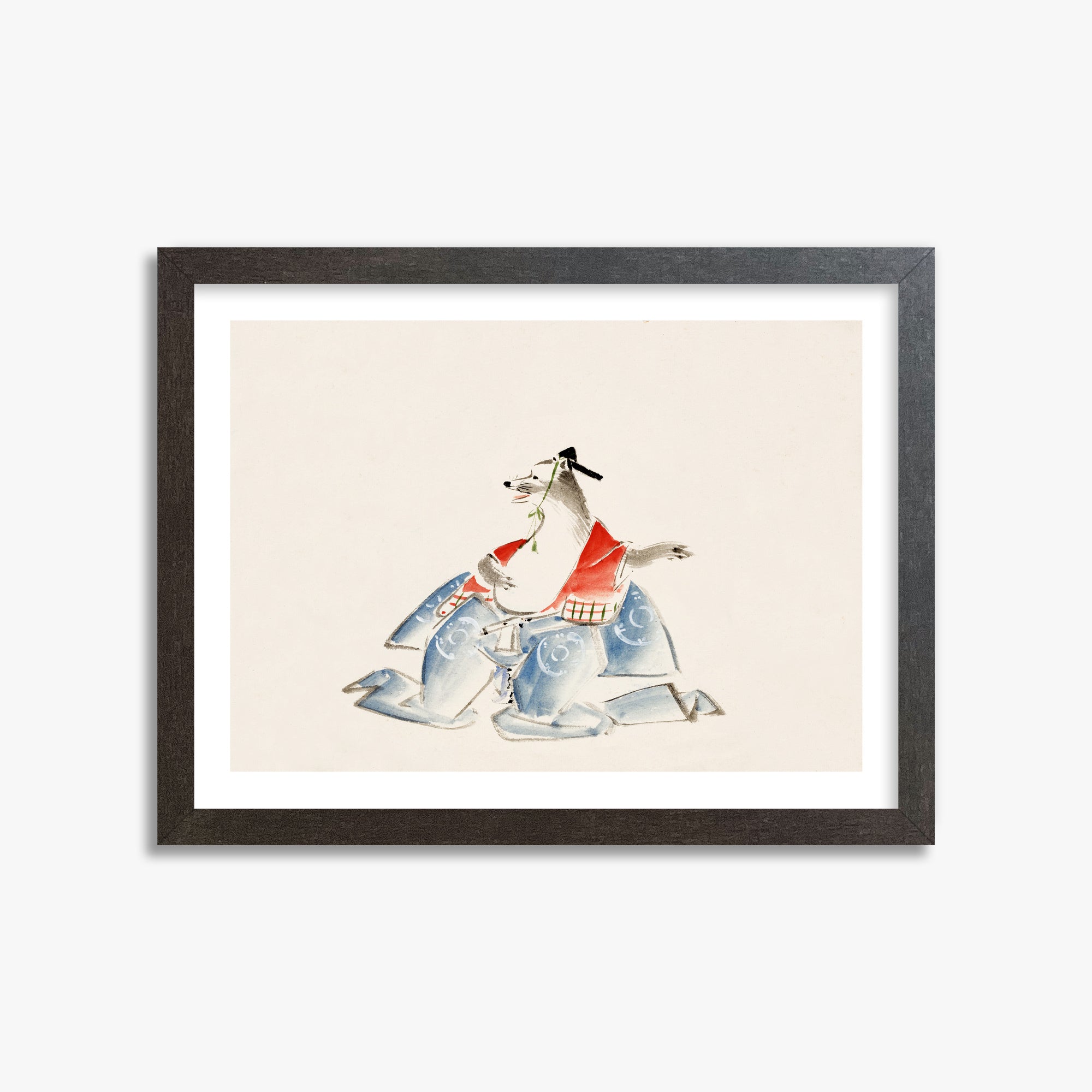 Utagawa Hiroshige: Tanuki (from the Album of Ichiryusai Hiroshige`s Sketches), 30x40cm Framed Art Reproduction With Espresso Frame