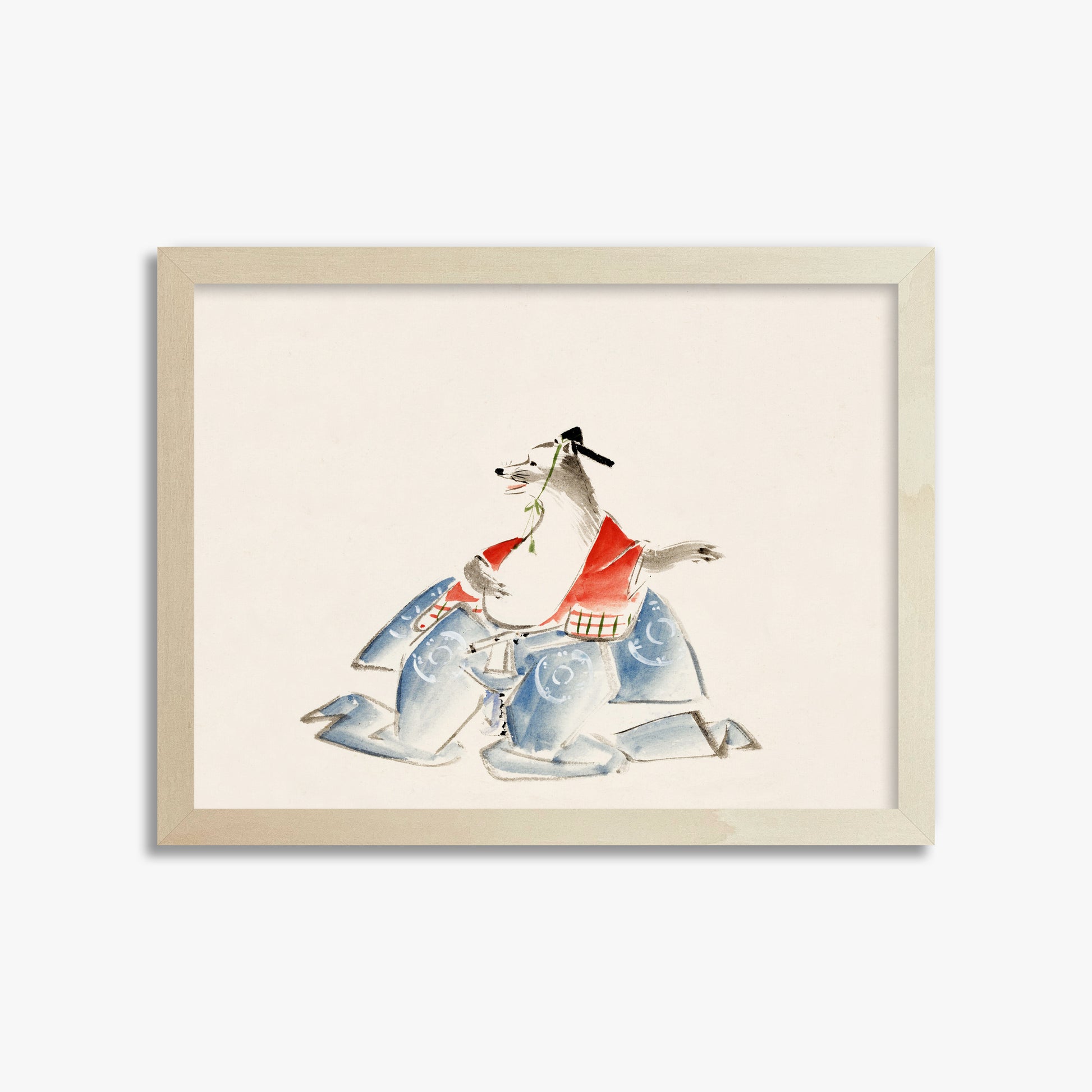Utagawa Hiroshige: Tanuki (from the Album of Ichiryusai Hiroshige`s Sketches), 30x40cm Framed Art Reproduction With Lime Wood Frame
