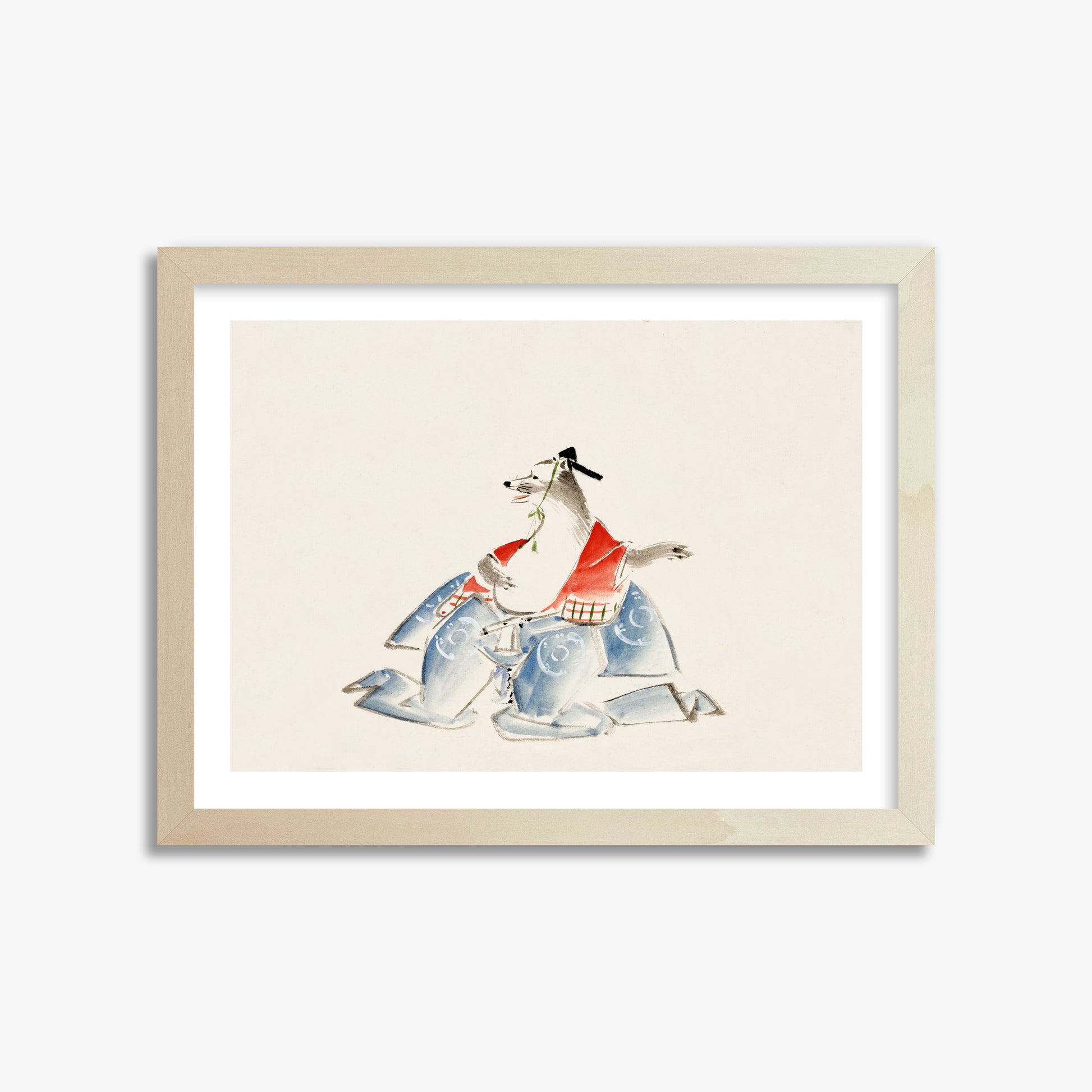 Utagawa Hiroshige: Tanuki (from the Album of Ichiryusai Hiroshige`s Sketches), 30x40cm Framed Art Reproduction With Lime Wood Frame