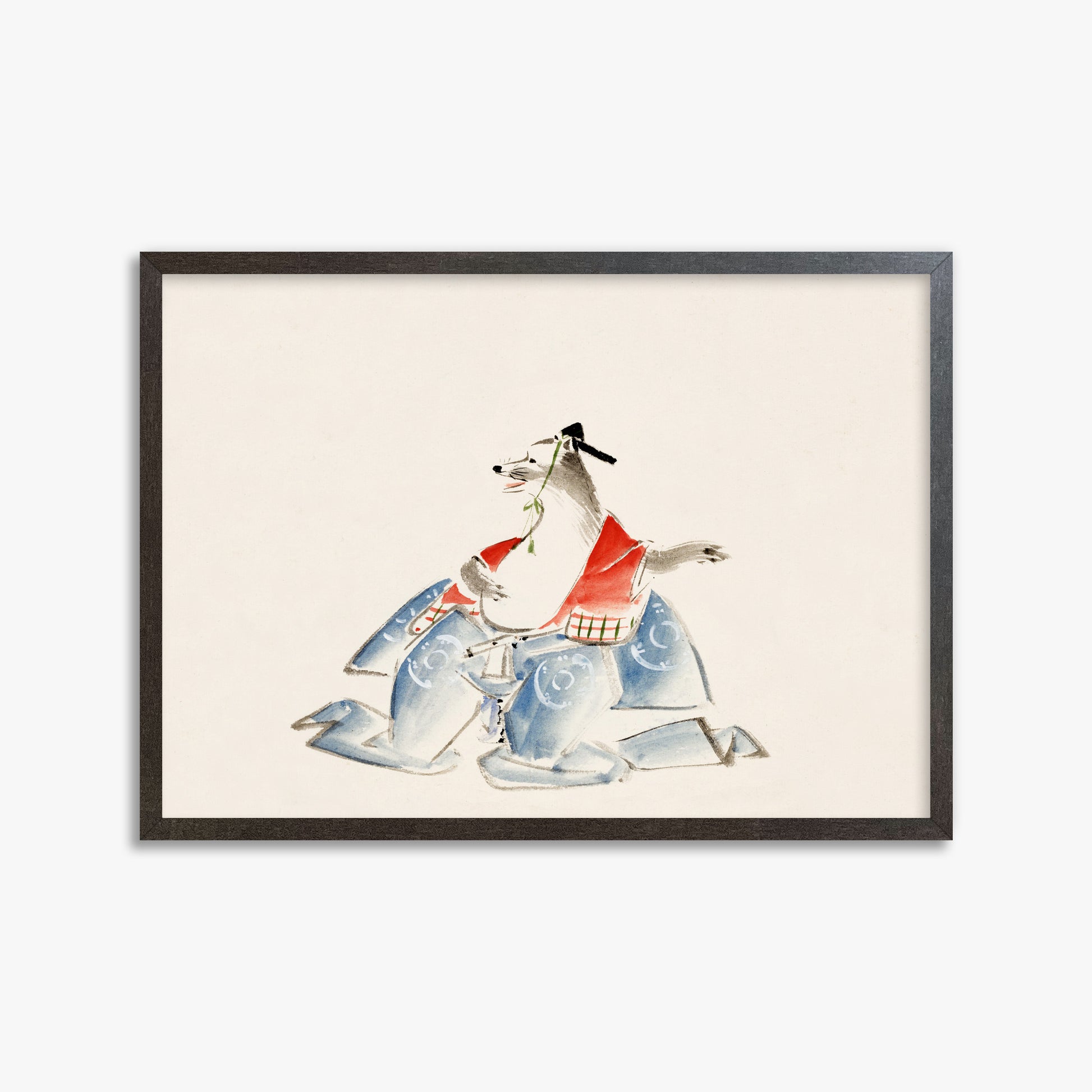 Utagawa Hiroshige: Tanuki (from the Album of Ichiryusai Hiroshige`s Sketches), 50x70cm Framed Art Reproduction With Espresso Frame