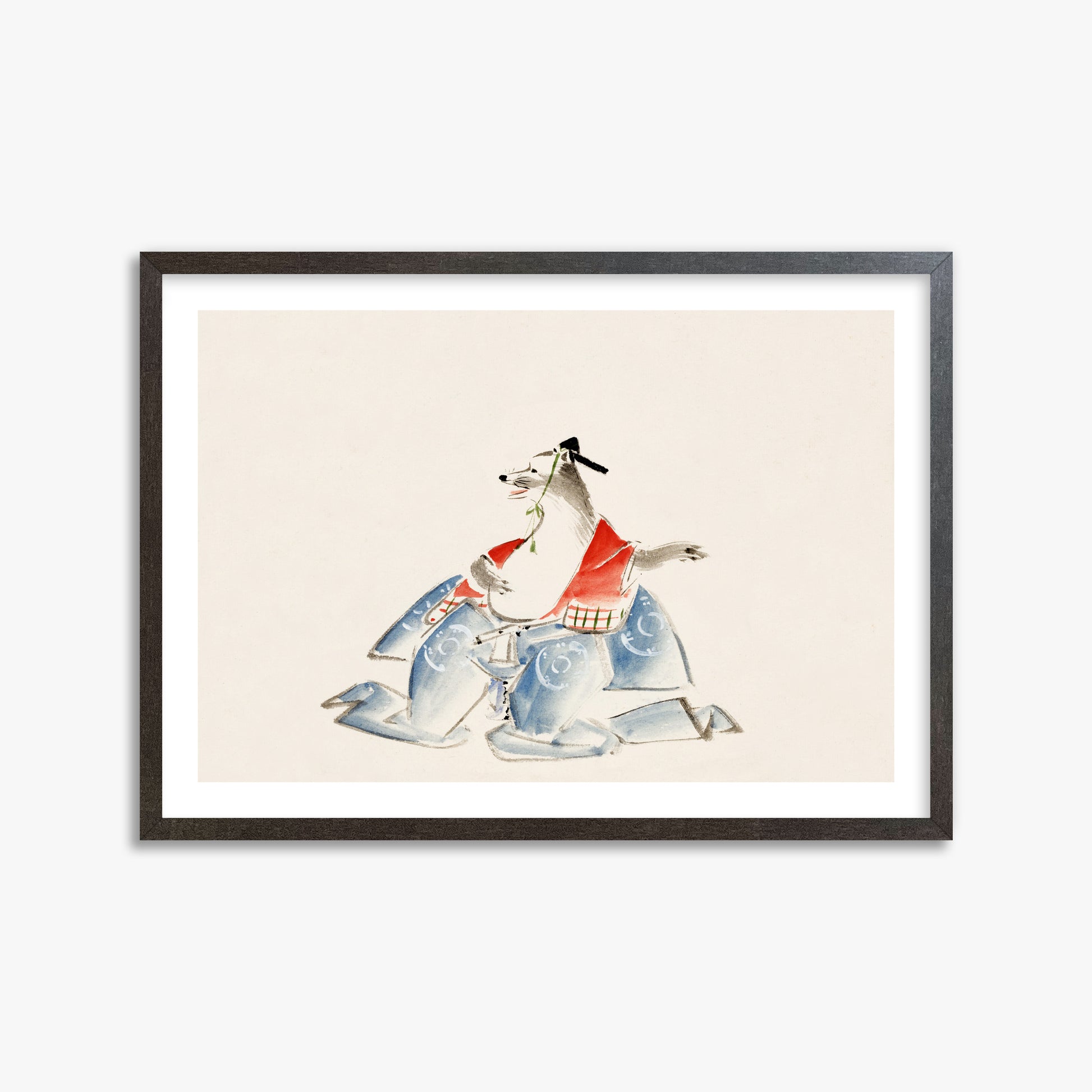Utagawa Hiroshige: Tanuki (from the Album of Ichiryusai Hiroshige`s Sketches), 50x70cm Framed Art Reproduction With Espresso Frame