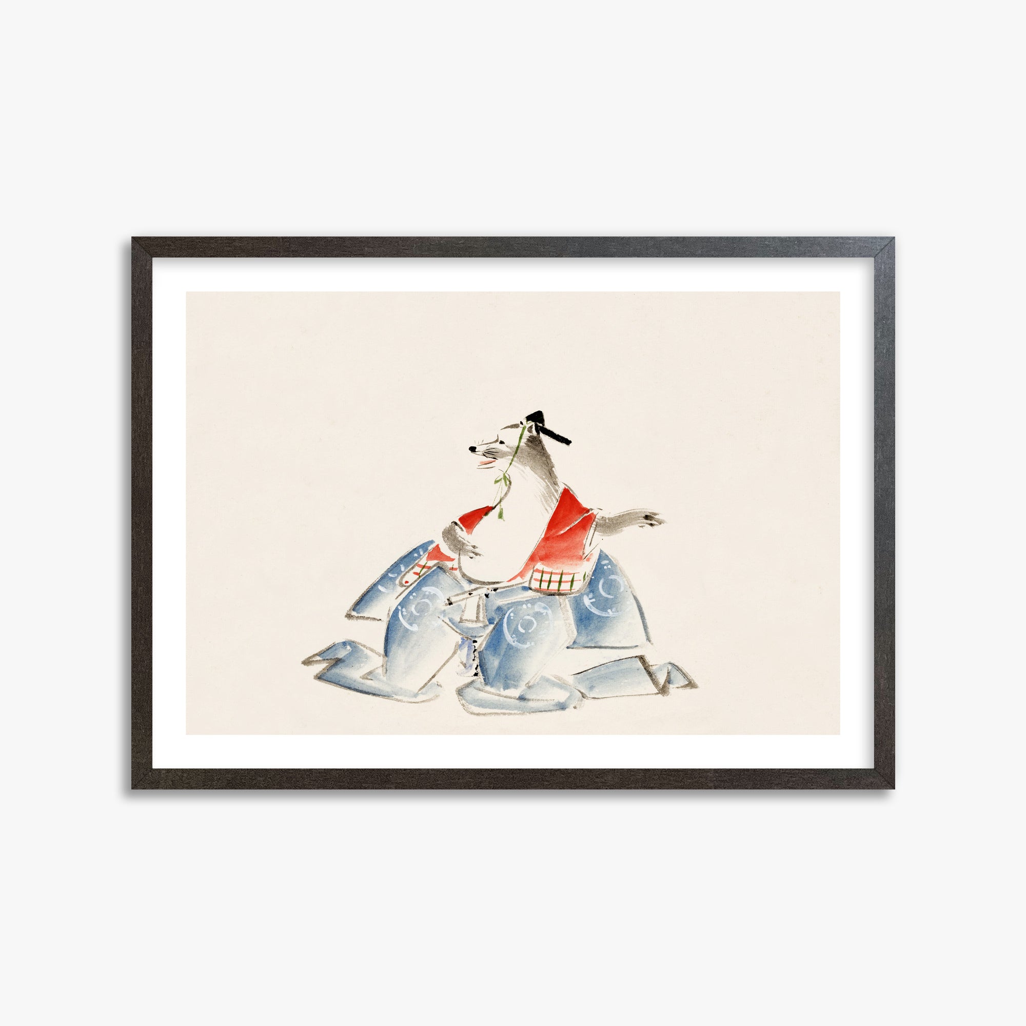 Utagawa Hiroshige: Tanuki (from the Album of Ichiryusai Hiroshige`s Sketches), 50x70cm Framed Art Reproduction With Espresso Frame