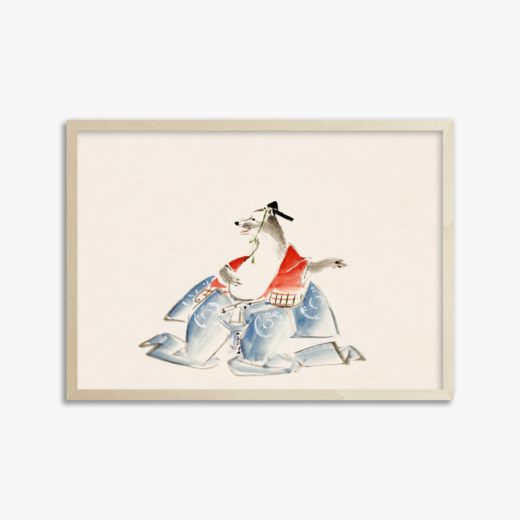 Utagawa Hiroshige: Tanuki (from the Album of Ichiryusai Hiroshige`s Sketches), 50x70cm Framed Art Reproduction With Lime Wood Frame