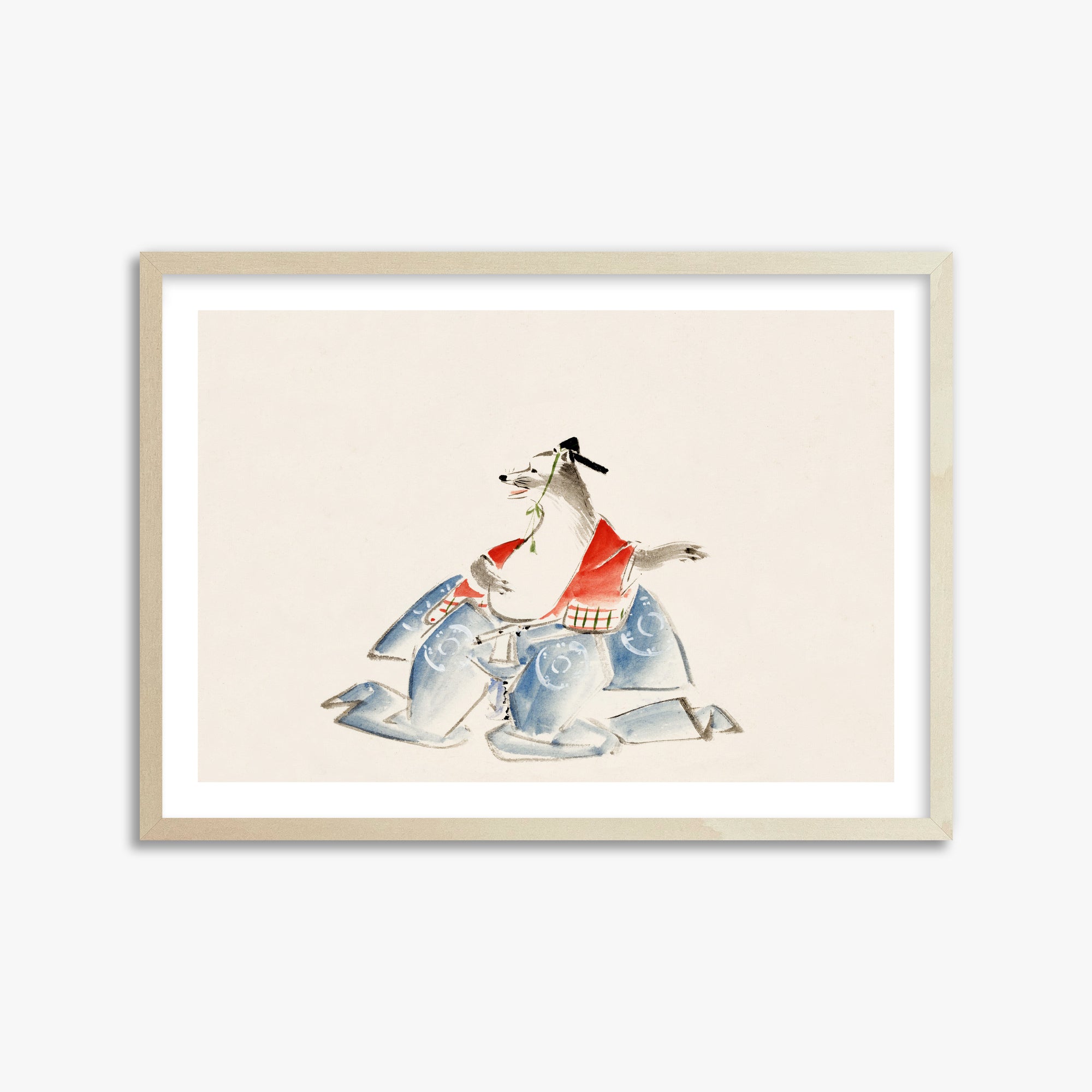 Utagawa Hiroshige: Tanuki (from the Album of Ichiryusai Hiroshige`s Sketches), 50x70cm Framed Art Reproduction With Lime Wood Frame