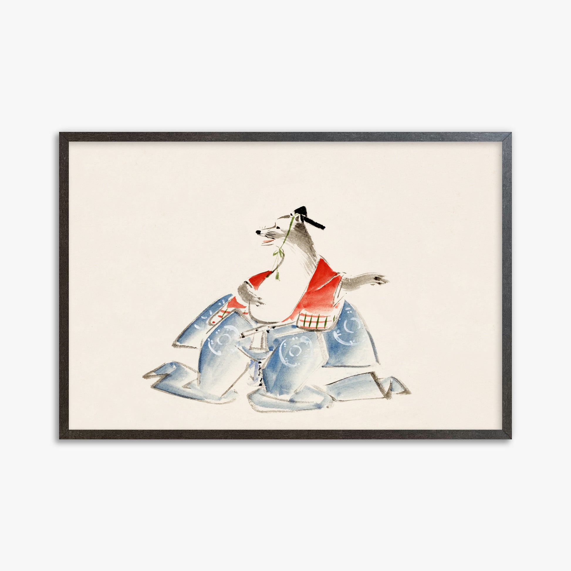 Utagawa Hiroshige: Tanuki (from the Album of Ichiryusai Hiroshige`s Sketches), 61x91cm Framed Art Reproduction With Espresso Frame