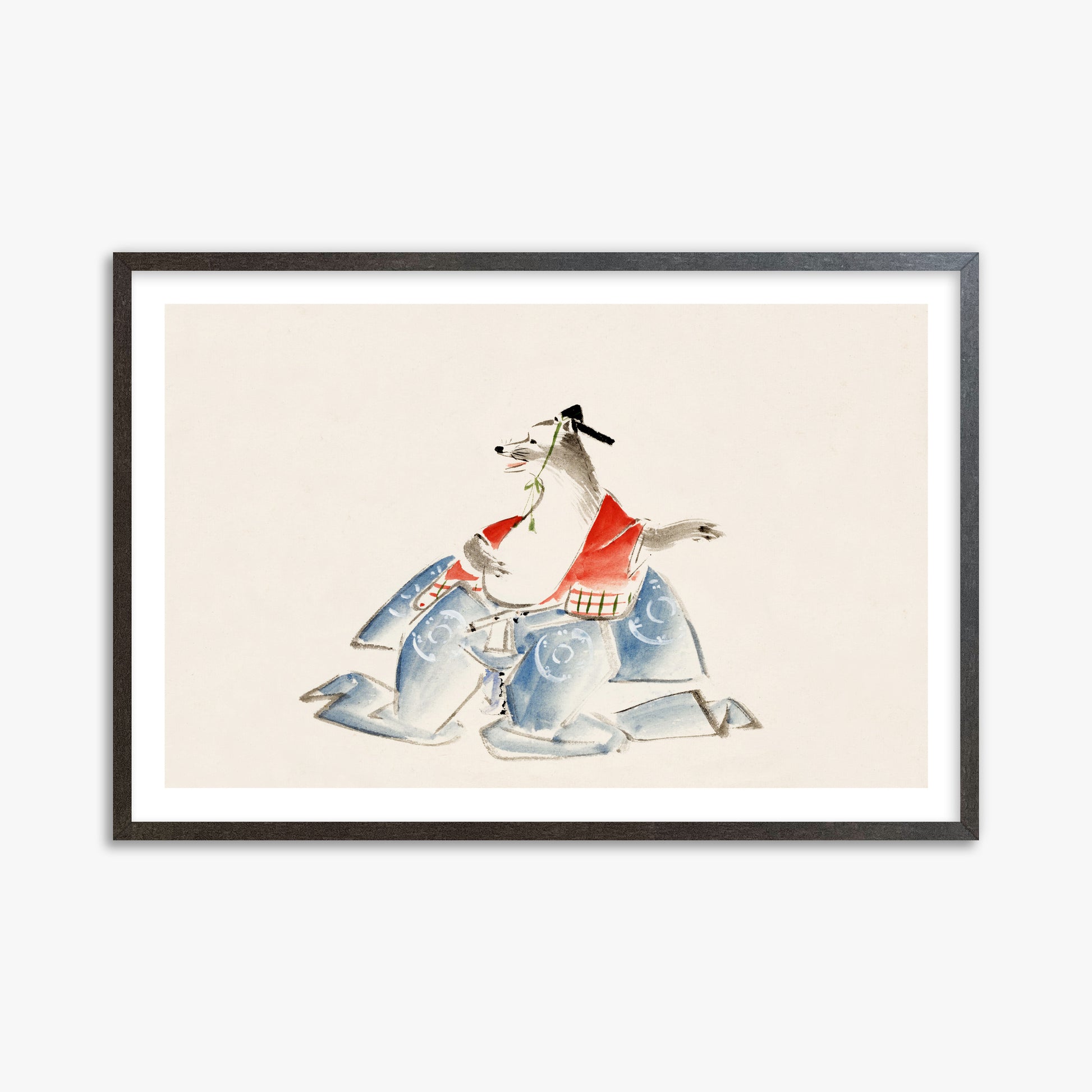 Utagawa Hiroshige: Tanuki (from the Album of Ichiryusai Hiroshige`s Sketches), 61x91cm Framed Art Reproduction With Espresso Frame