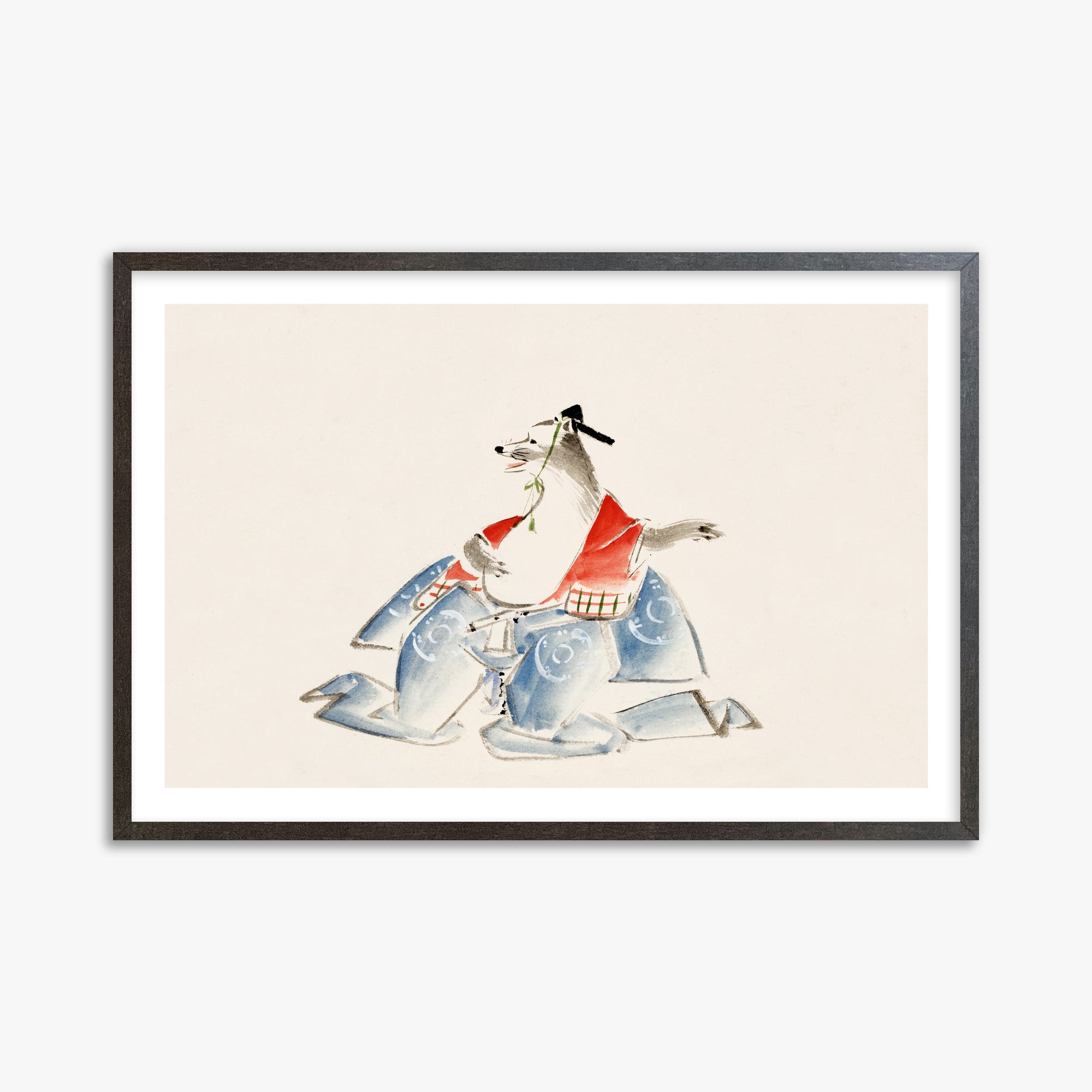 Utagawa Hiroshige: Tanuki (from the Album of Ichiryusai Hiroshige`s Sketches), 61x91cm Framed Art Reproduction With Espresso Frame