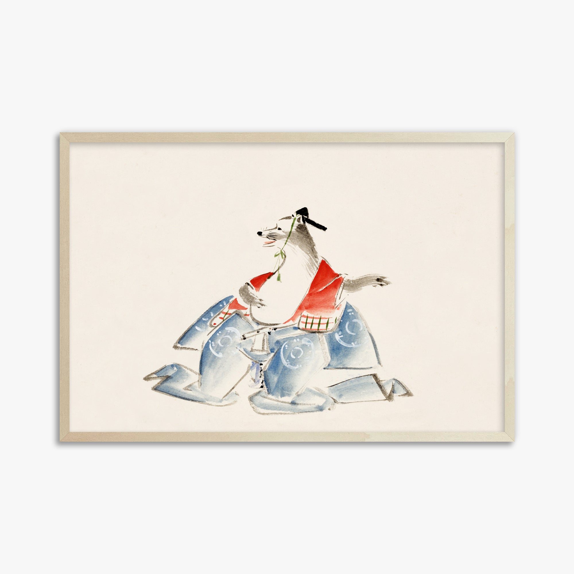 Utagawa Hiroshige: Tanuki (from the Album of Ichiryusai Hiroshige`s Sketches), 61x91cm Framed Art Reproduction With Lime Wood Frame