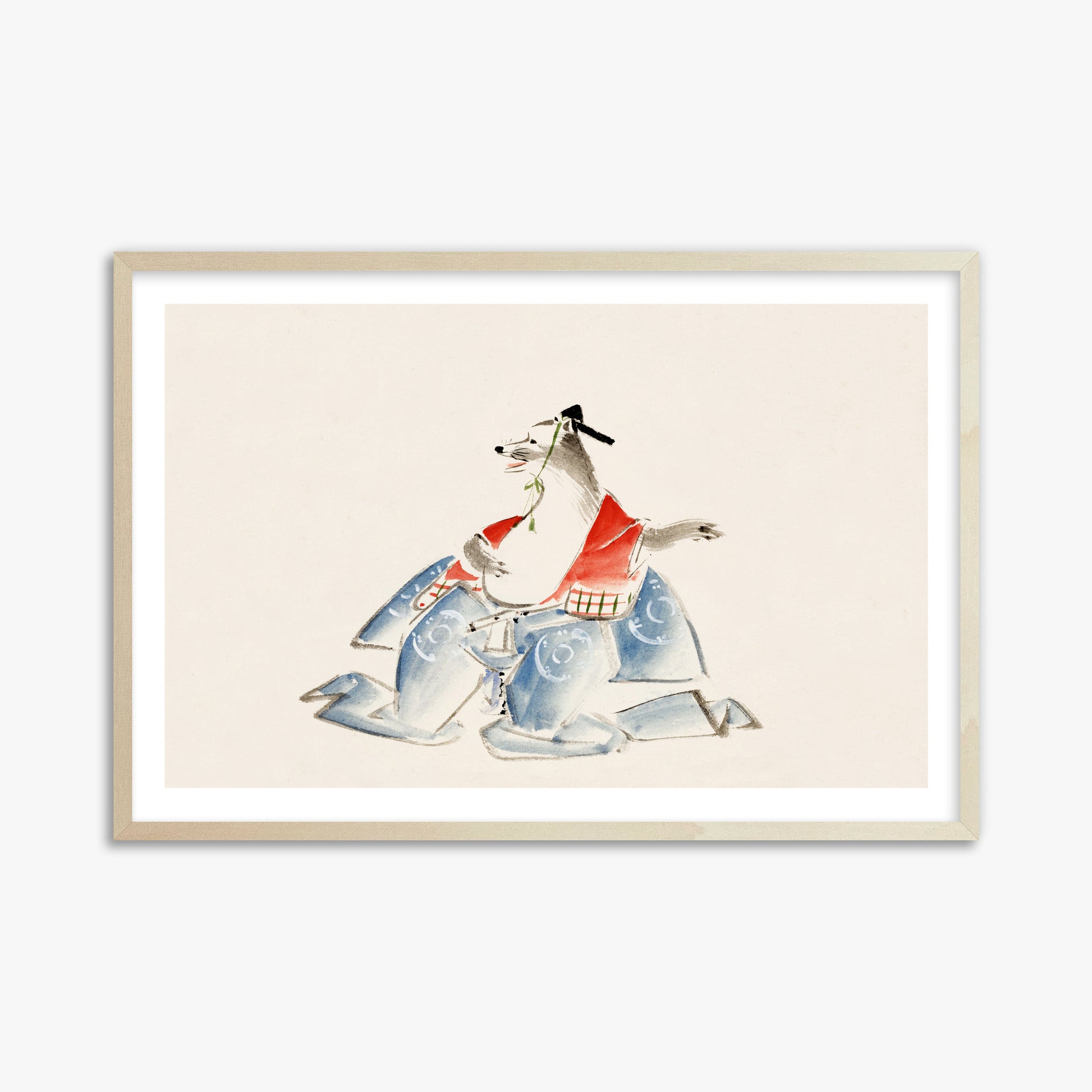Utagawa Hiroshige: Tanuki (from the Album of Ichiryusai Hiroshige`s Sketches), 61x91cm Framed Art Reproduction With Lime Wood Frame