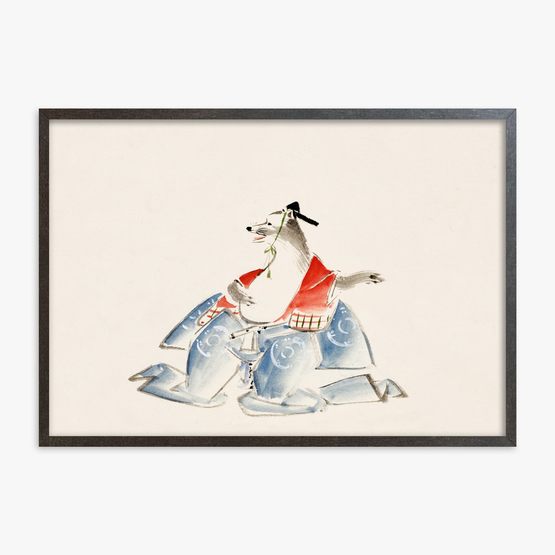 Utagawa Hiroshige: Tanuki (from the Album of Ichiryusai Hiroshige`s Sketches), 70x100cm Framed Art Reproduction With Espresso Frame