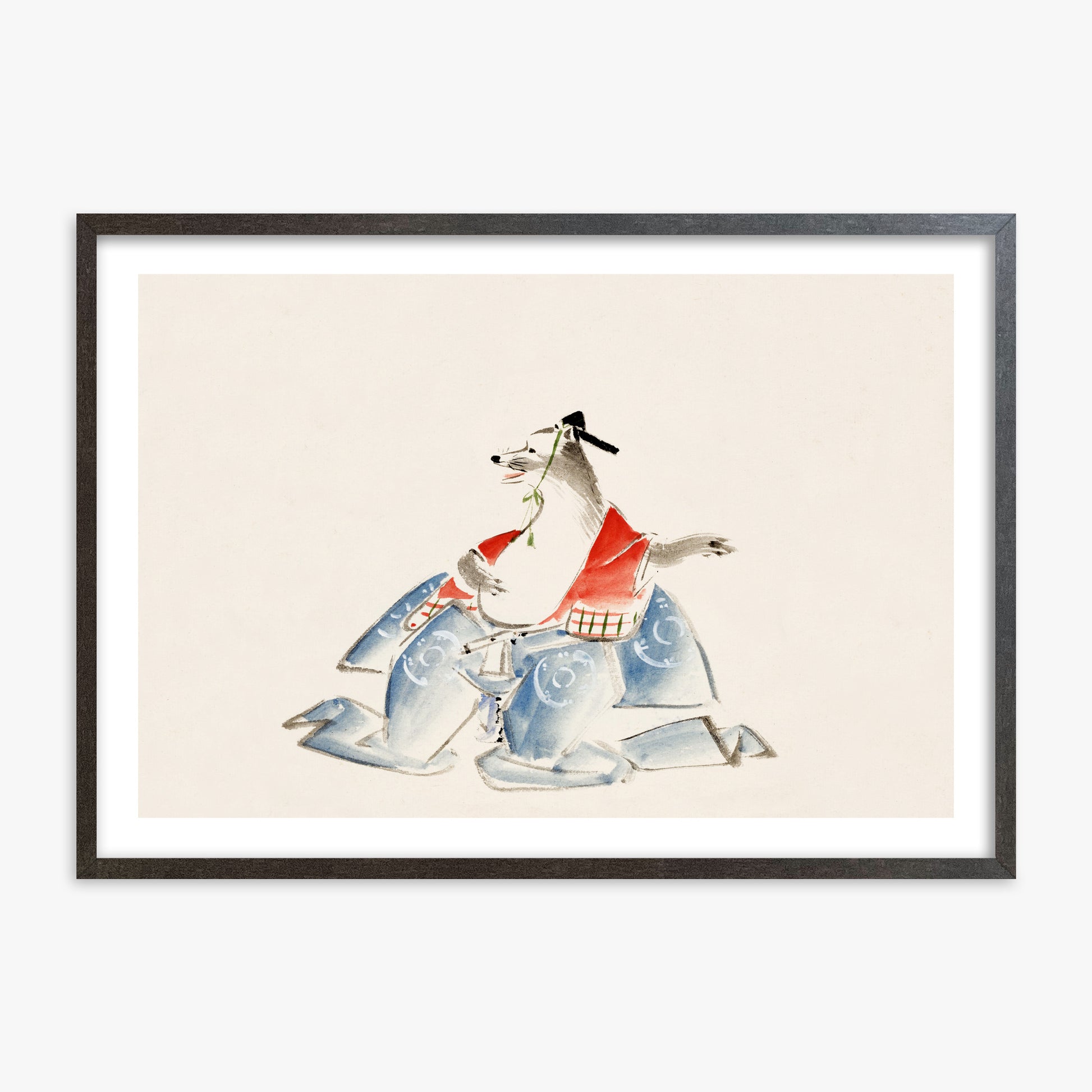 Utagawa Hiroshige: Tanuki (from the Album of Ichiryusai Hiroshige`s Sketches), 70x100cm Framed Art Reproduction With Espresso Frame