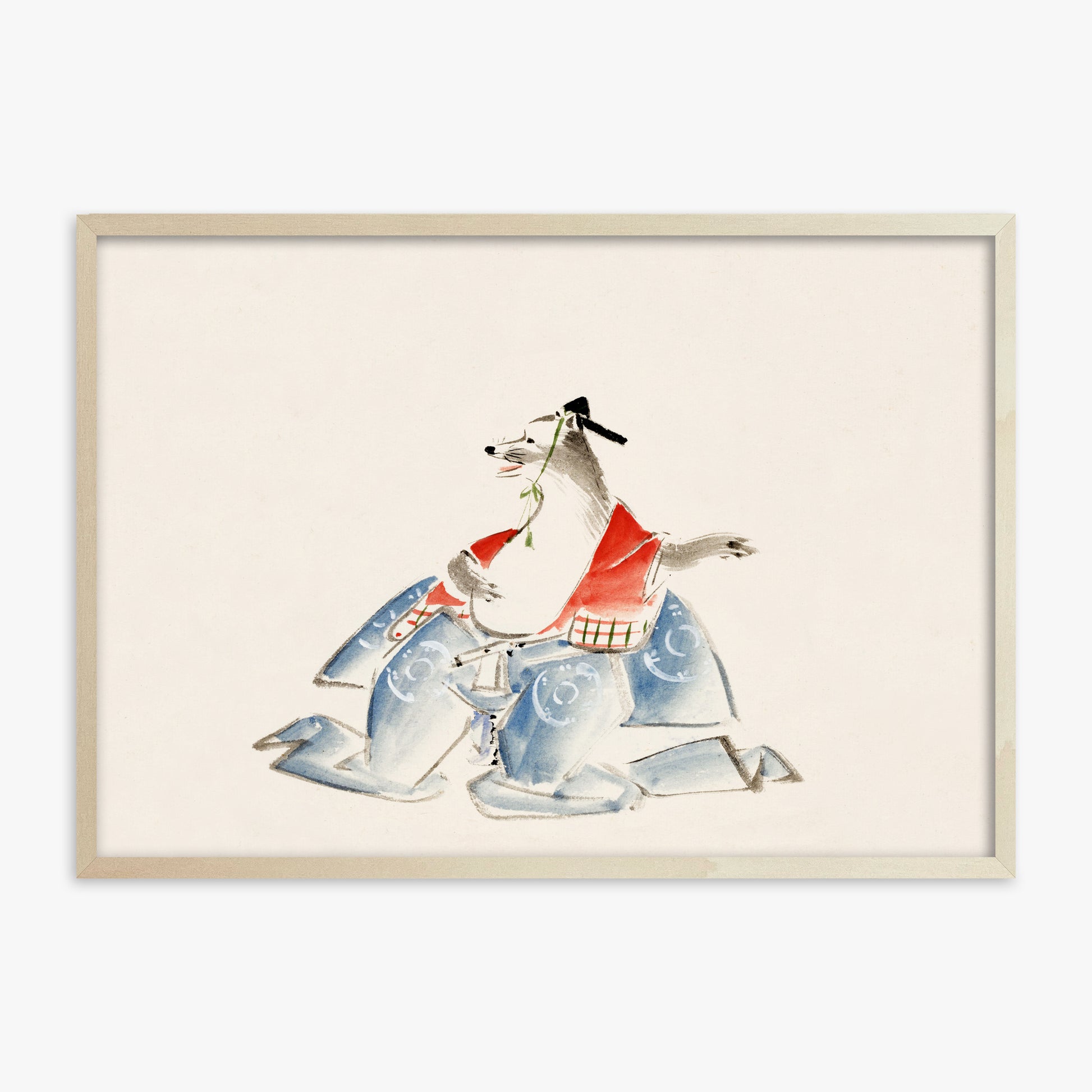 Utagawa Hiroshige: Tanuki (from the Album of Ichiryusai Hiroshige`s Sketches), 70x100cm Framed Art Reproduction With Lime Wood Frame
