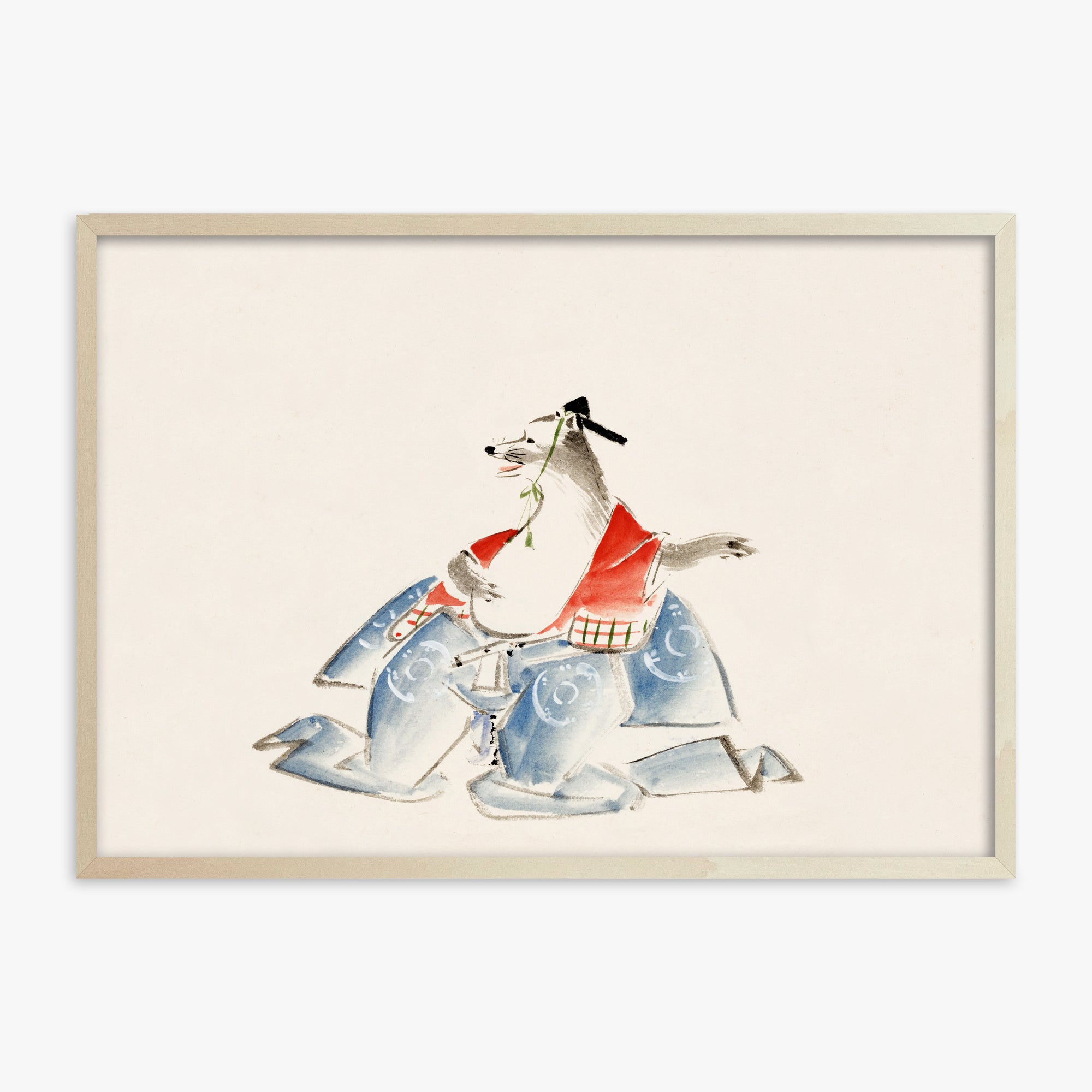 Utagawa Hiroshige: Tanuki (from the Album of Ichiryusai Hiroshige`s Sketches), 70x100cm Framed Art Reproduction With Lime Wood Frame