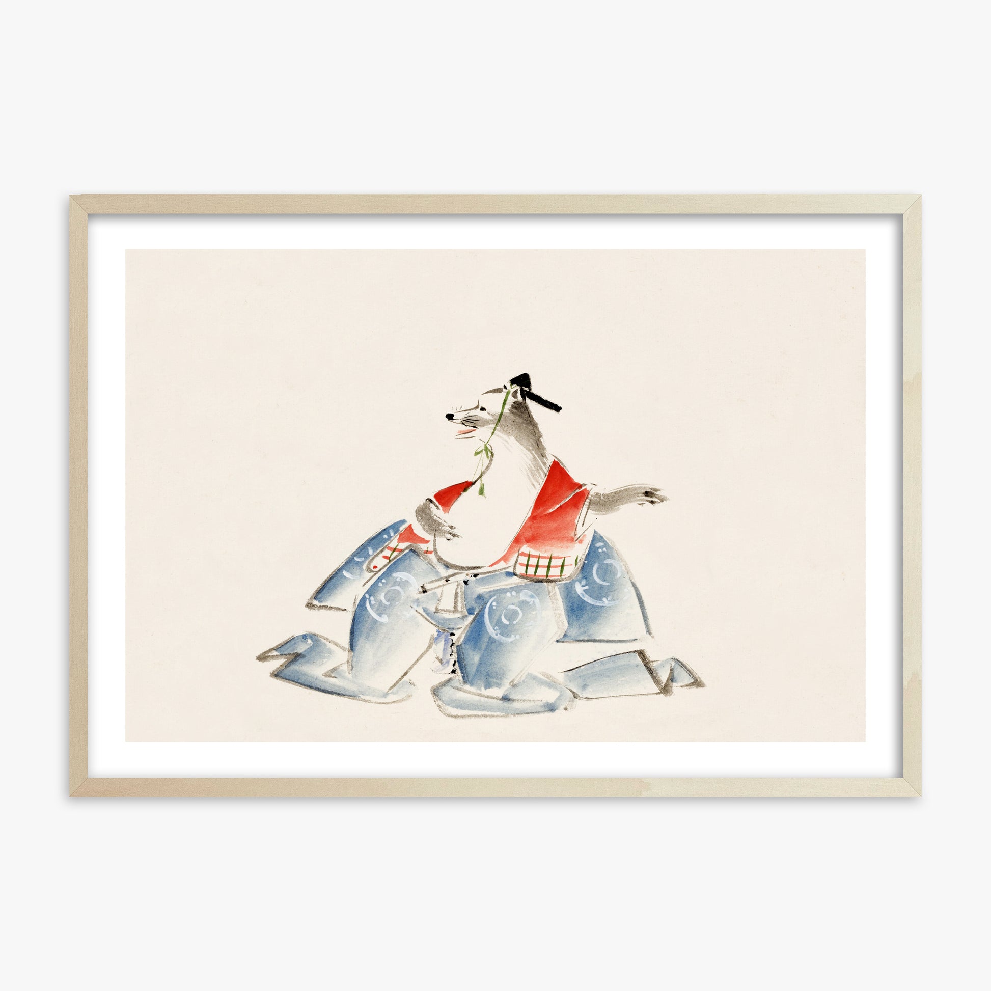 Utagawa Hiroshige: Tanuki (from the Album of Ichiryusai Hiroshige`s Sketches), 70x100cm Framed Art Reproduction With Lime Wood Frame