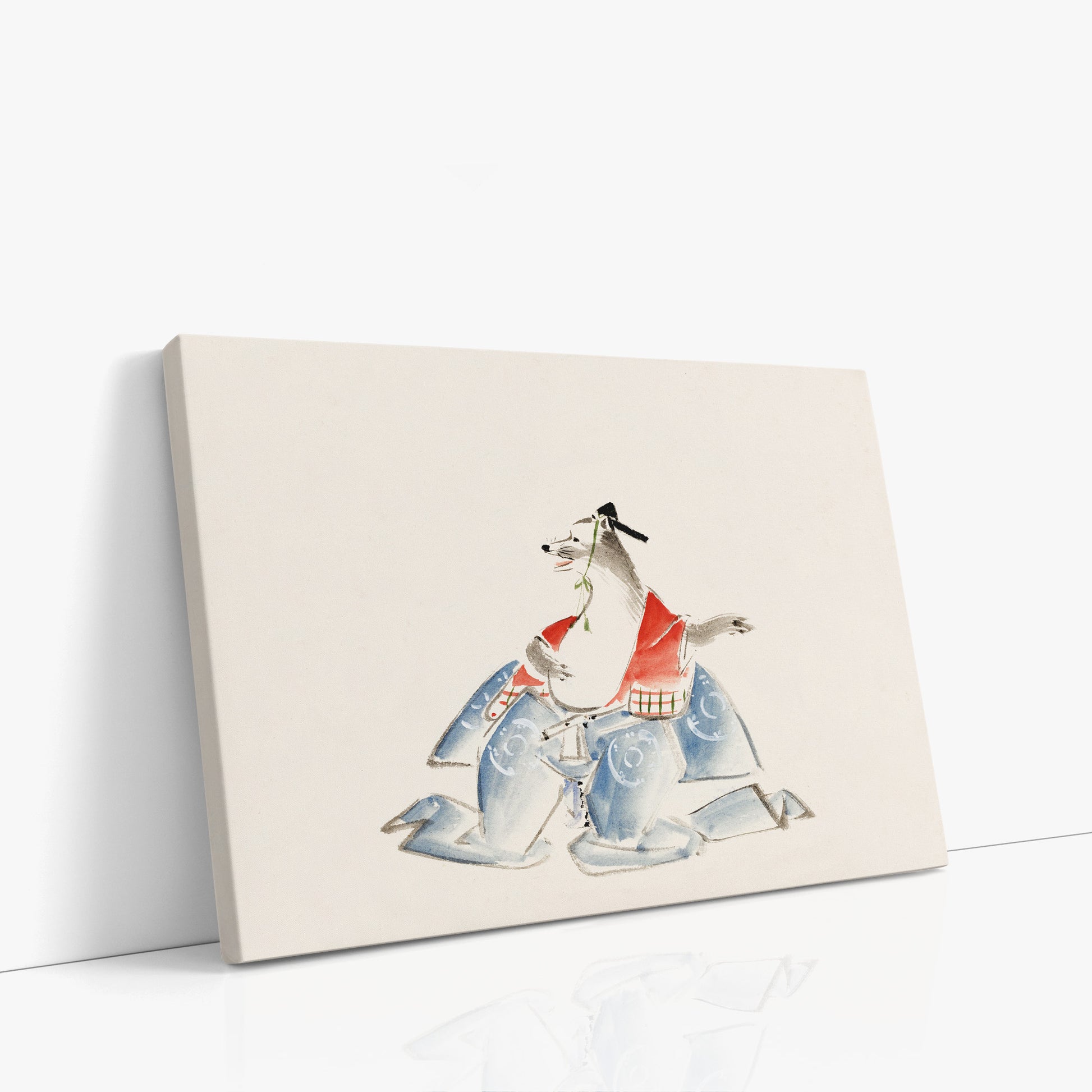 Utagawa Hiroshige: Tanuki (from the Album of Ichiryusai Hiroshige`s Sketches), 70x50cm Satin Canvas Art Reproduction Left Angle