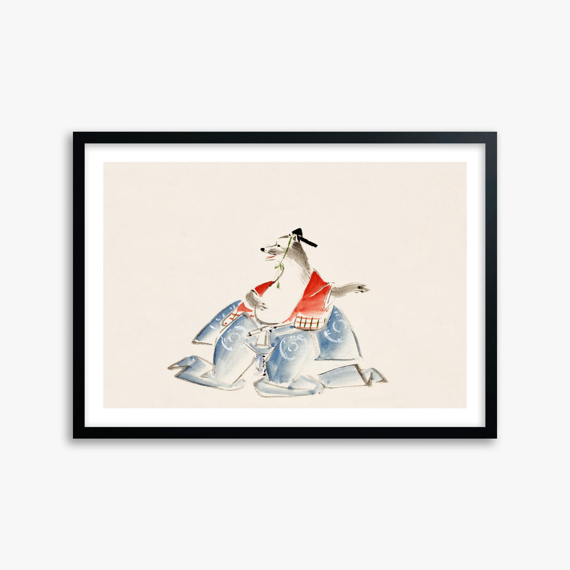 Utagawa Hiroshige: Tanuki (from the Album of Ichiryusai Hiroshige`s Sketches), 50x70cm Black Framed Art Reproduction