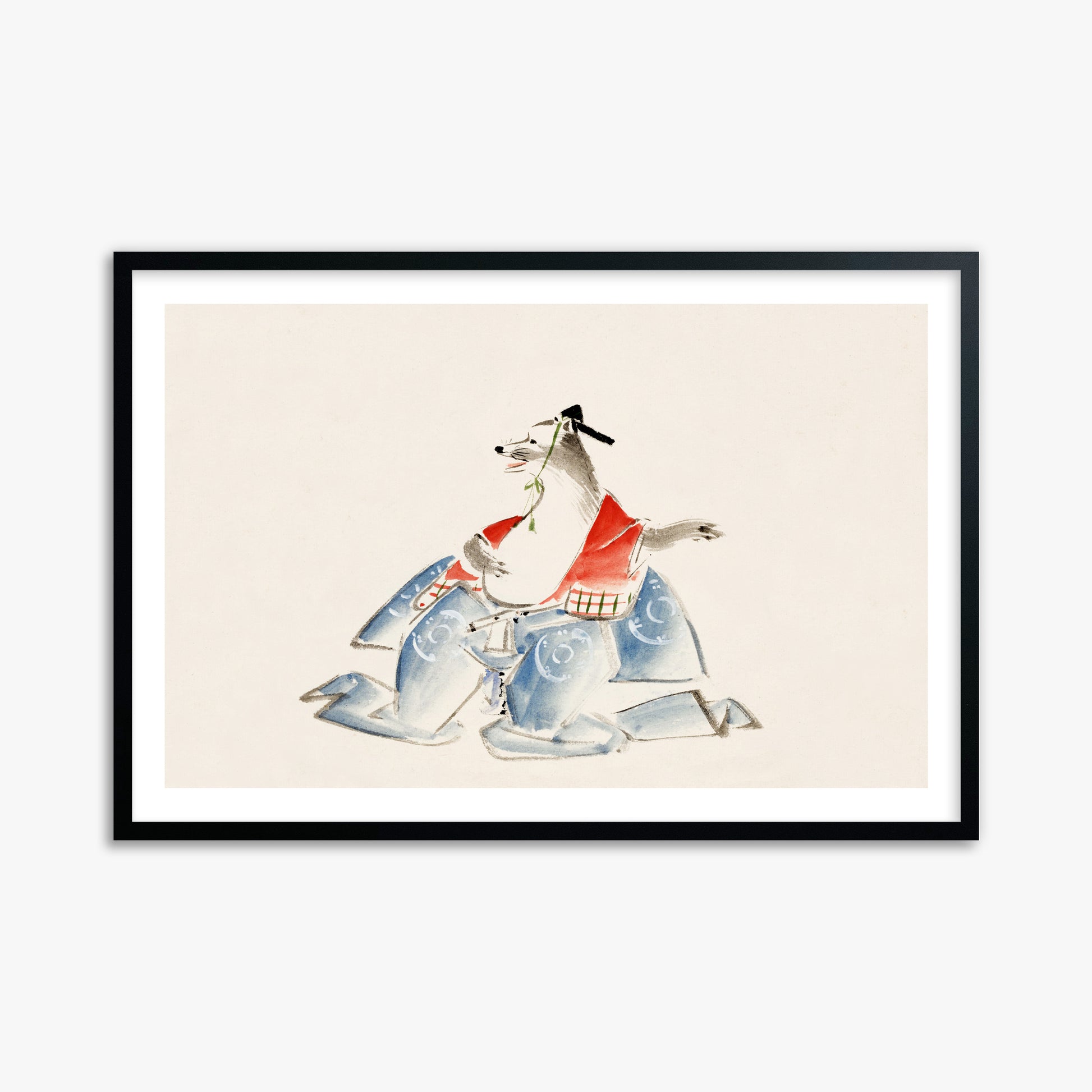 Utagawa Hiroshige: Tanuki (from the Album of Ichiryusai Hiroshige`s Sketches), 61x91cm Black Framed Art Reproduction