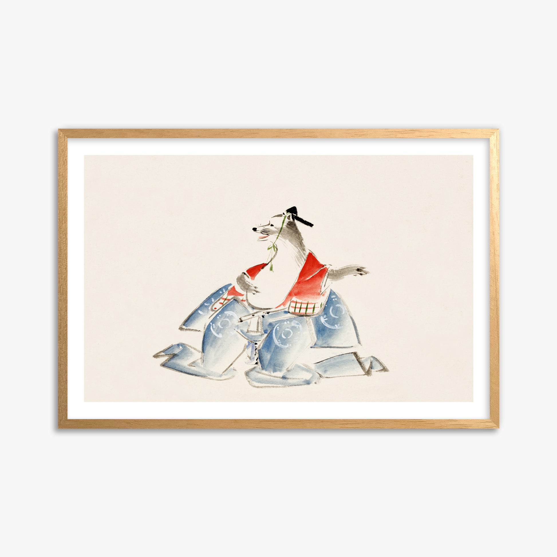 Utagawa Hiroshige: Tanuki (from the Album of Ichiryusai Hiroshige`s Sketches), 61x91cm Oak Framed Art Reproduction