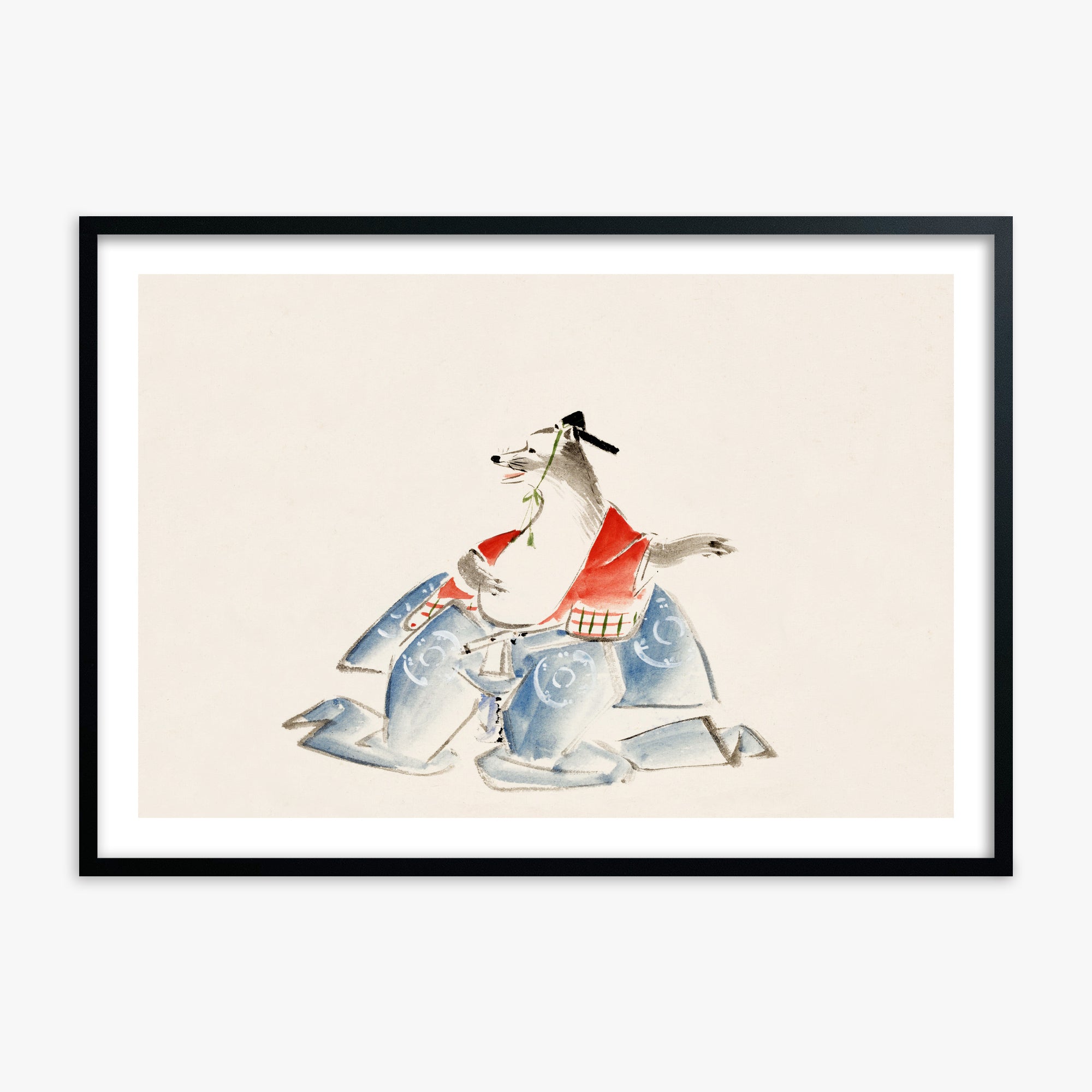 Utagawa Hiroshige: Tanuki (from the Album of Ichiryusai Hiroshige`s Sketches), 70x100cm Black Framed Art Reproduction