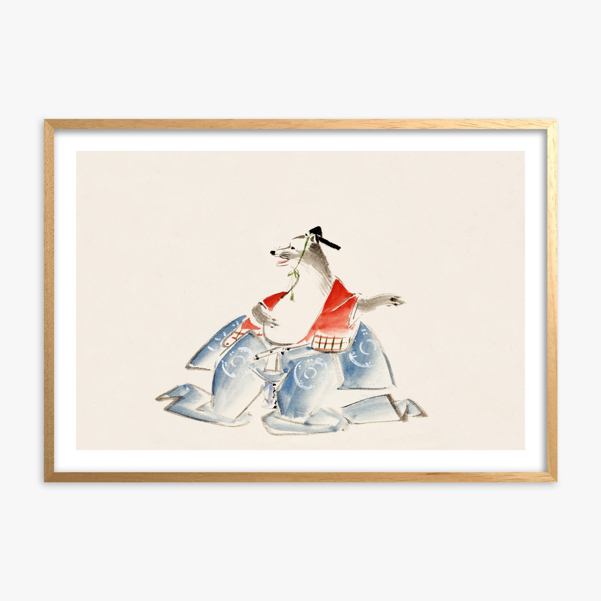 Utagawa Hiroshige: Tanuki (from the Album of Ichiryusai Hiroshige`s Sketches), 70x100cm Oak Framed Art Reproduction