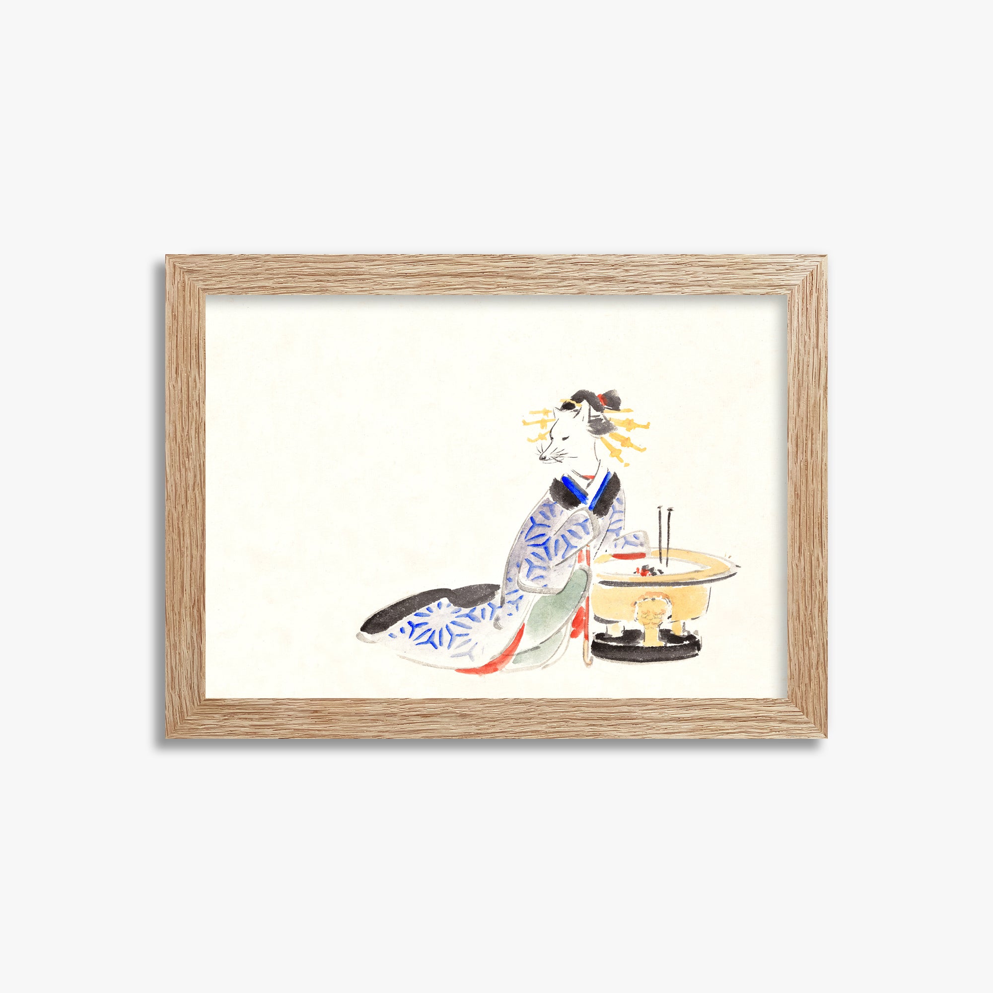 Utagawa Hiroshige: Fox (from the Album of Ichiryusai Hiroshige`s Sketches), 21x30cm Framed Art Reproduction With Raw Oak Frame
