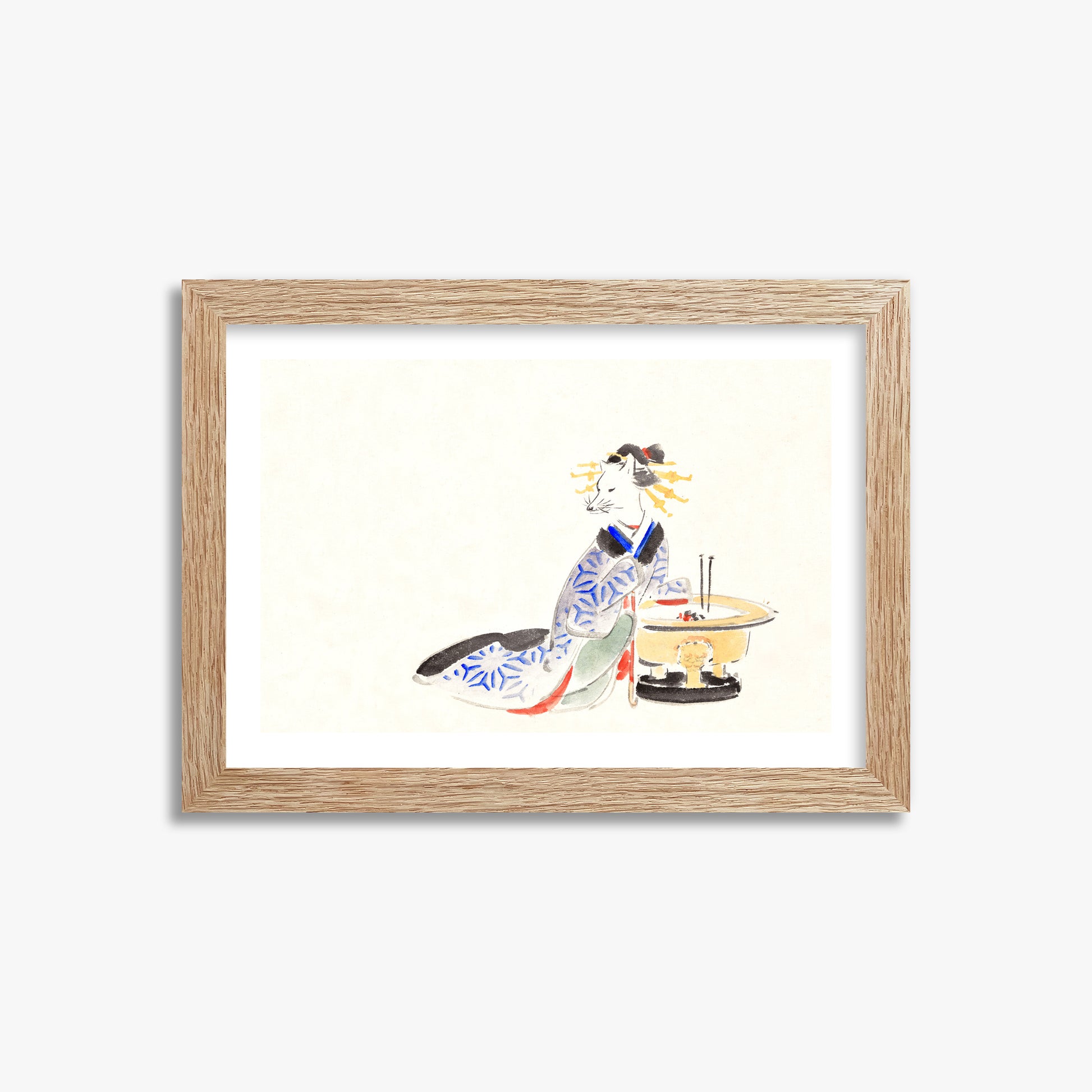 Utagawa Hiroshige: Fox (from the Album of Ichiryusai Hiroshige`s Sketches), 21x30cm Framed Art Reproduction With Raw Oak Frame