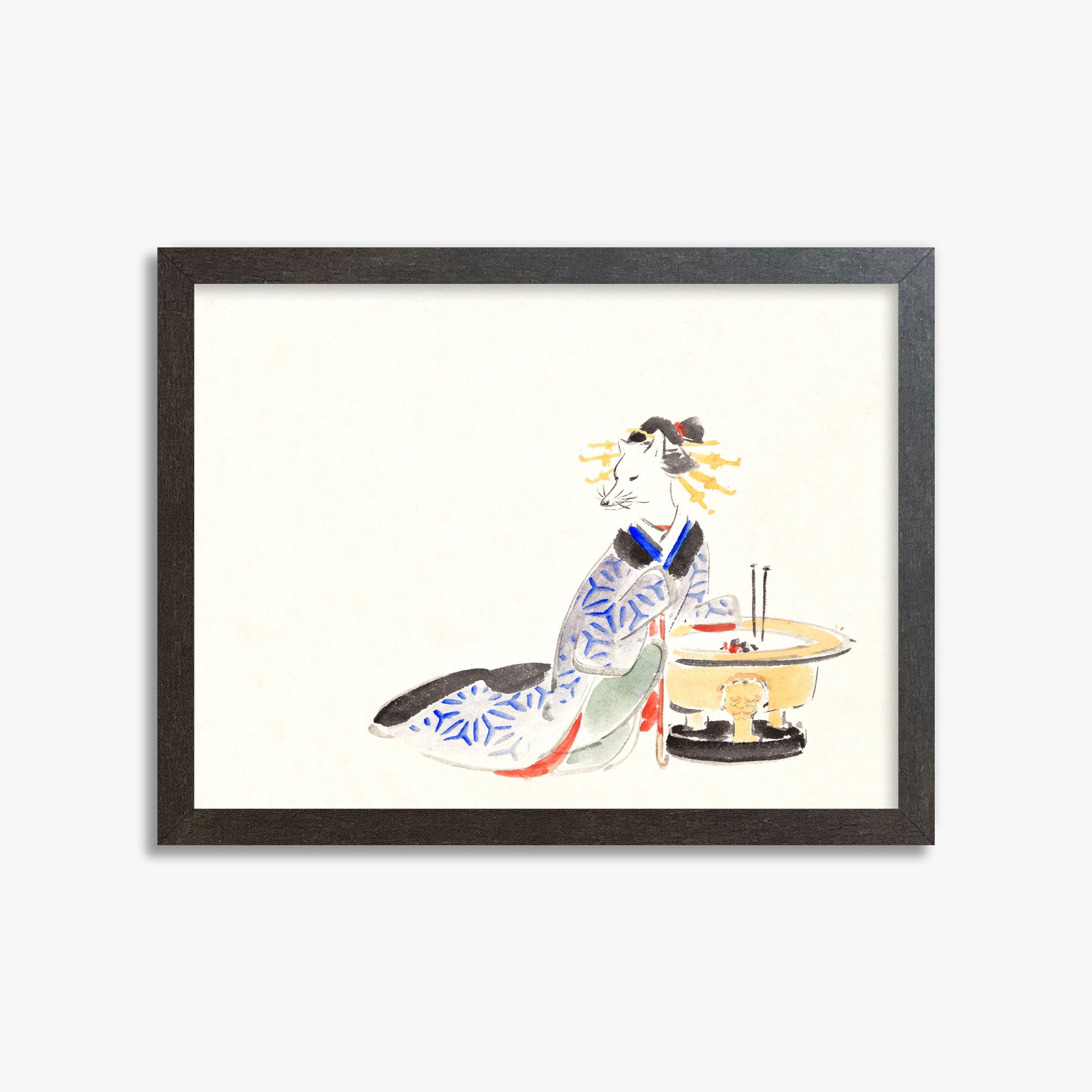 Utagawa Hiroshige: Fox (from the Album of Ichiryusai Hiroshige`s Sketches), 30x40cm Framed Art Reproduction With Espresso Frame