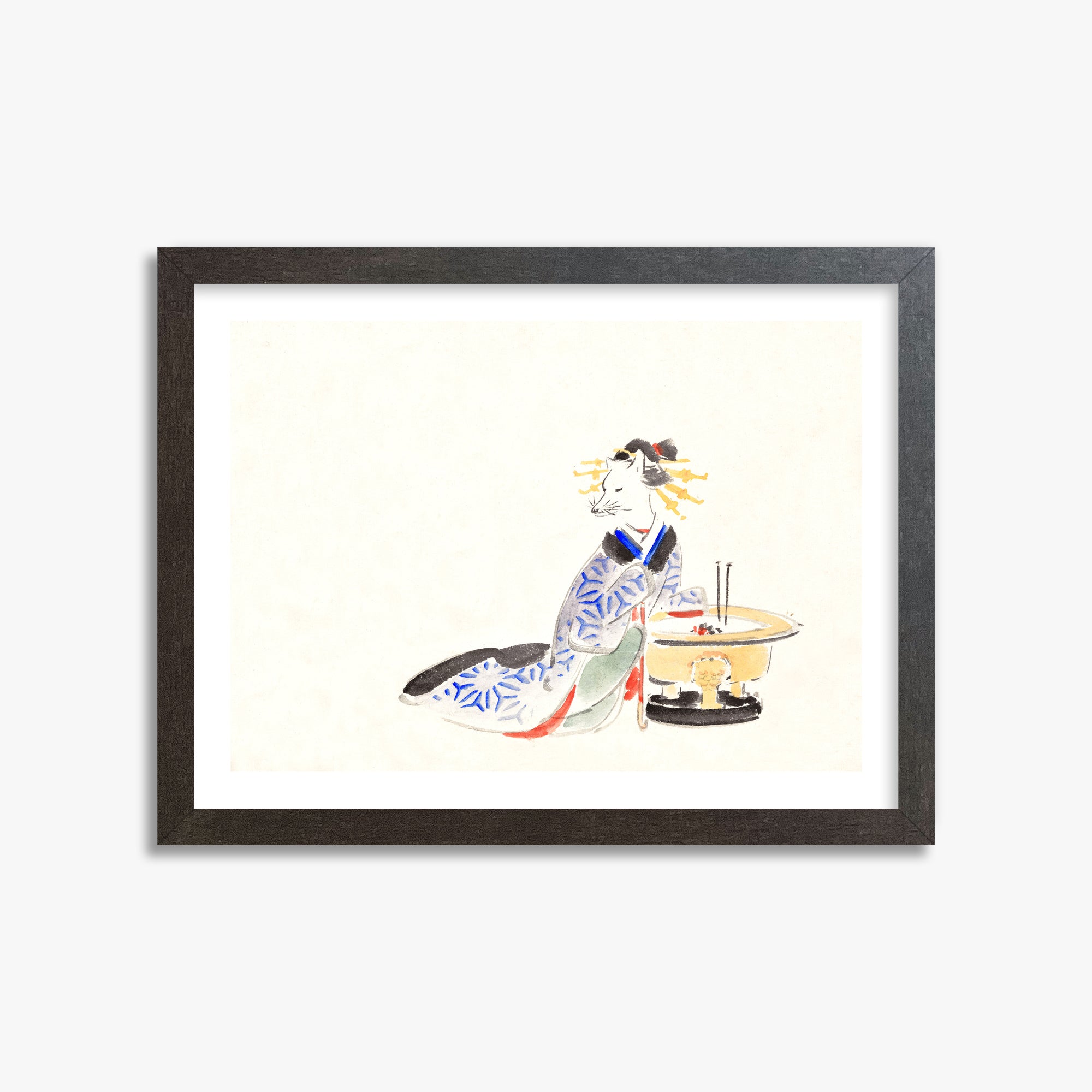 Utagawa Hiroshige: Fox (from the Album of Ichiryusai Hiroshige`s Sketches), 30x40cm Framed Art Reproduction With Espresso Frame