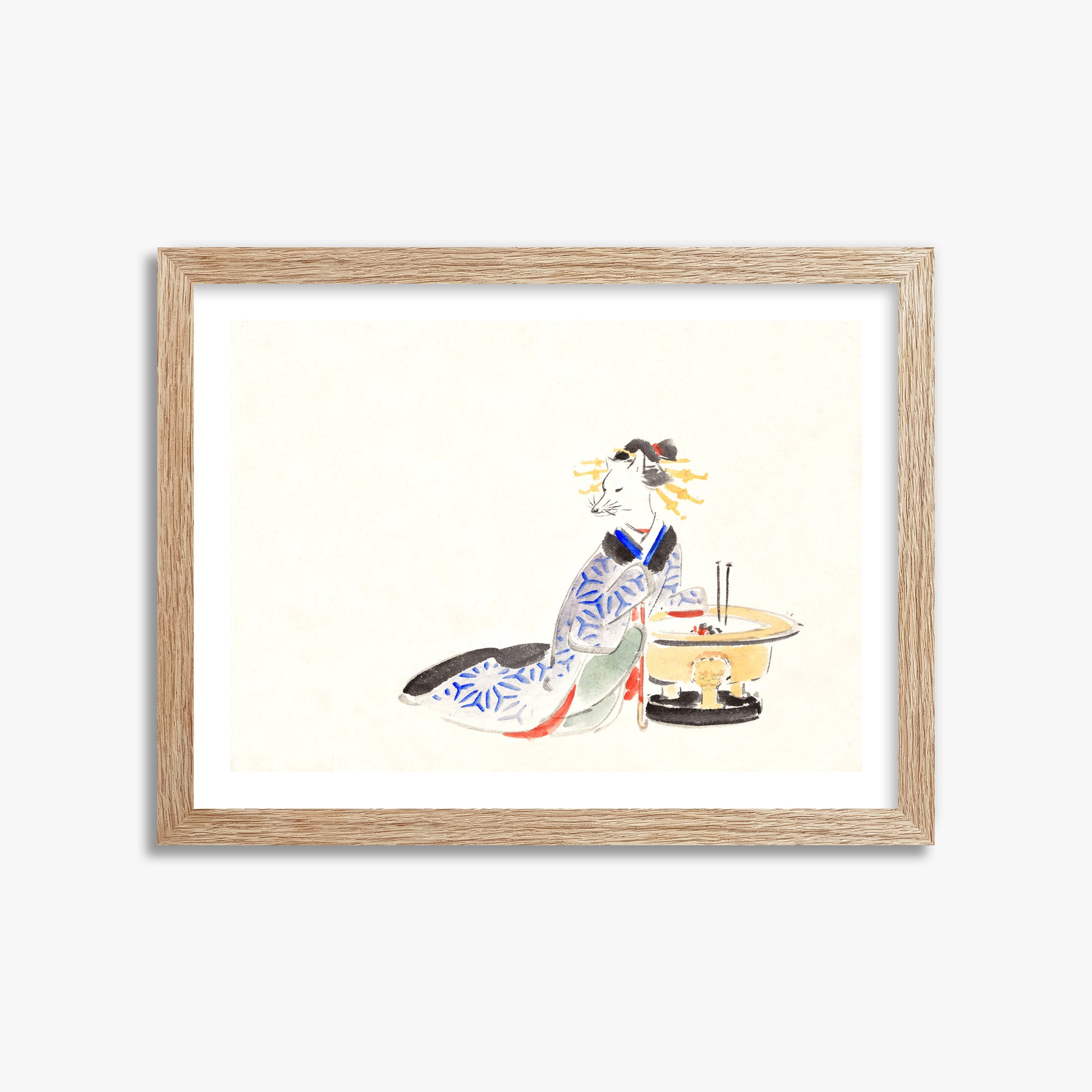 Utagawa Hiroshige: Fox (from the Album of Ichiryusai Hiroshige`s Sketches), 30x40cm Framed Art Reproduction With Raw Oak Frame