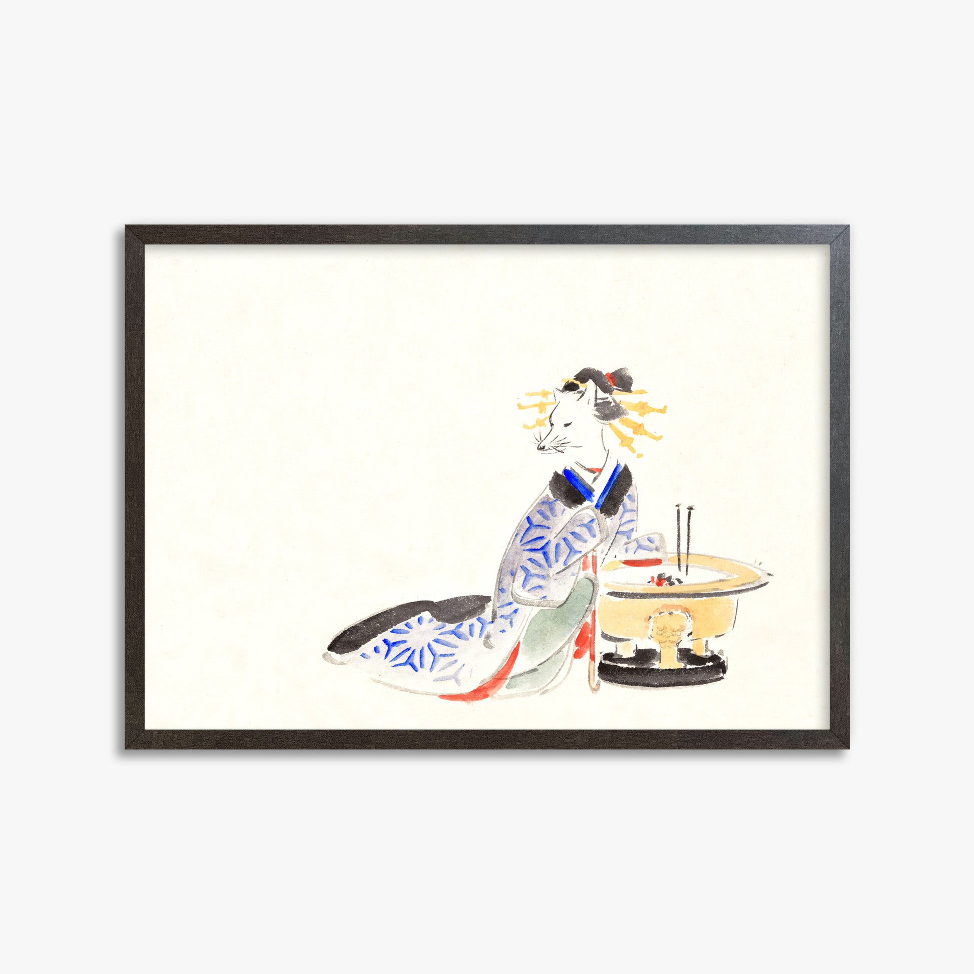 Utagawa Hiroshige: Fox (from the Album of Ichiryusai Hiroshige`s Sketches), 50x70cm Framed Art Reproduction With Espresso Frame
