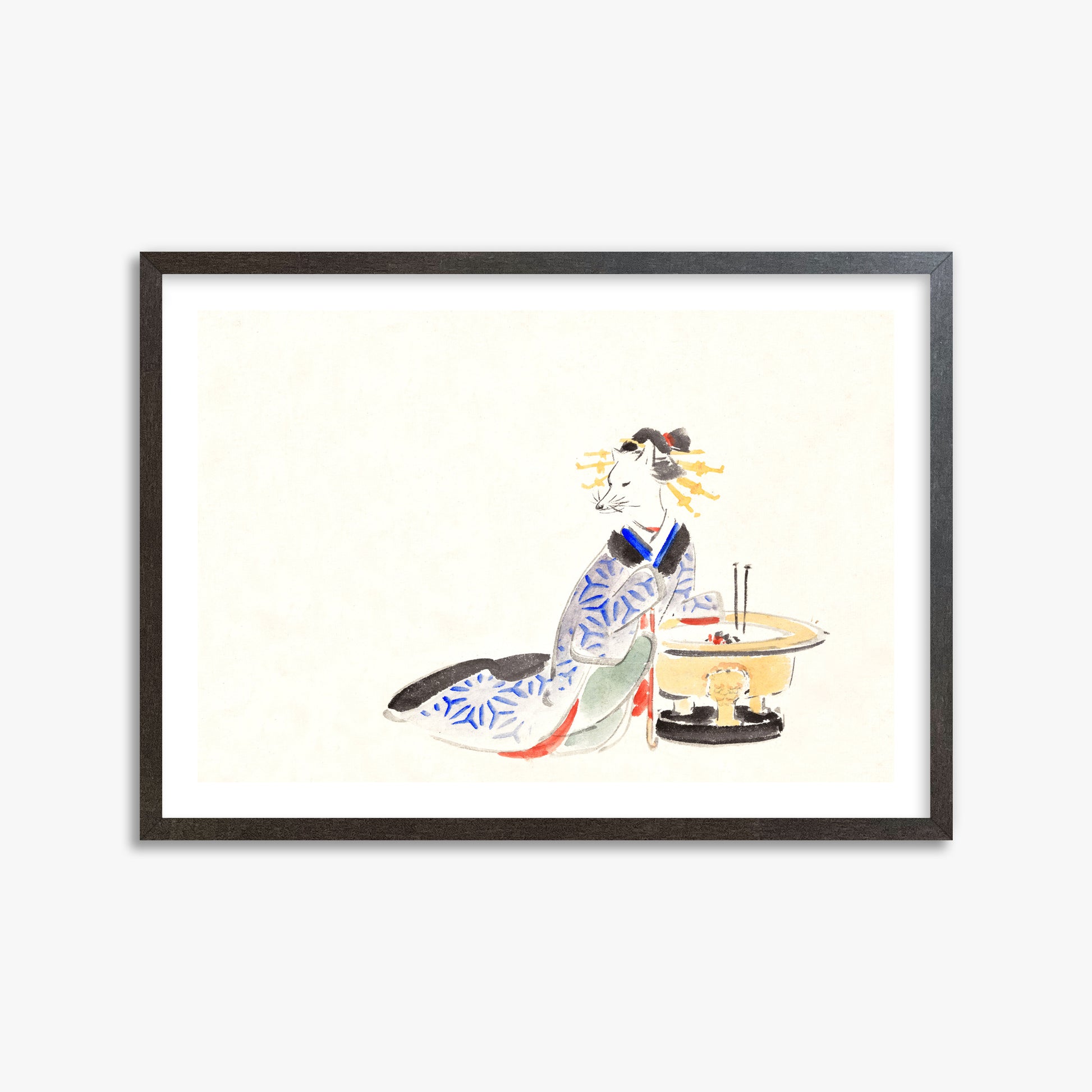 Utagawa Hiroshige: Fox (from the Album of Ichiryusai Hiroshige`s Sketches), 50x70cm Framed Art Reproduction With Espresso Frame
