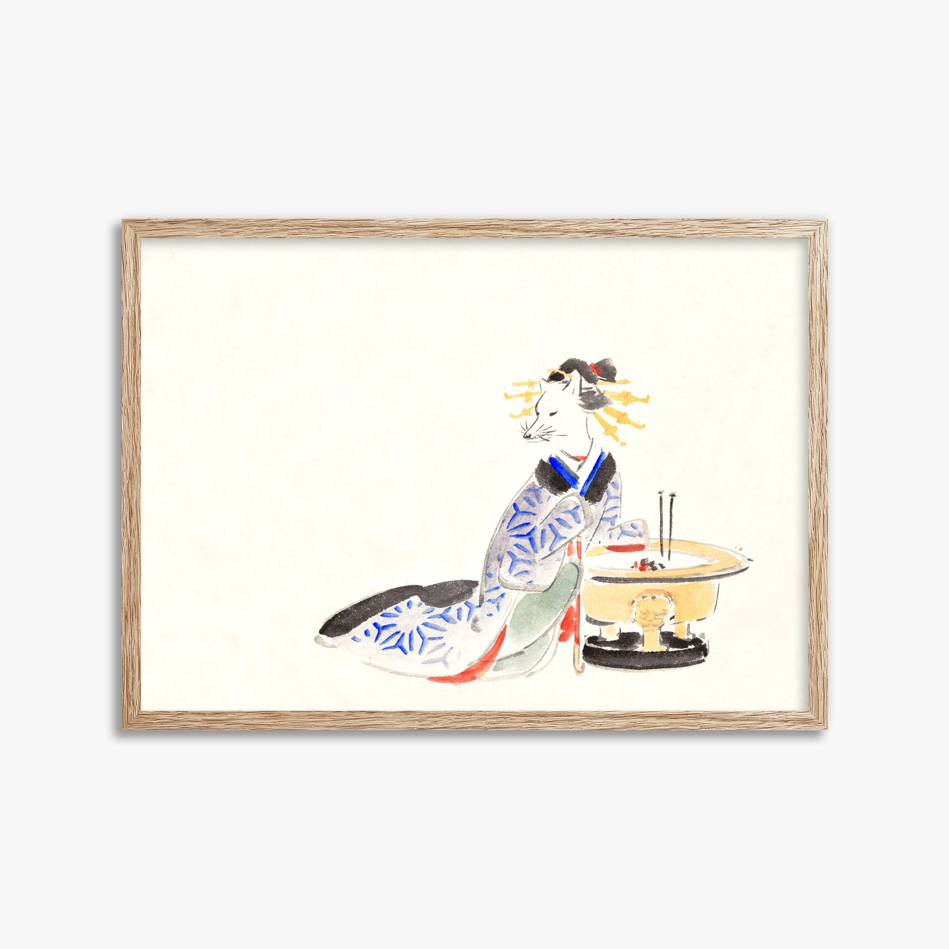 Utagawa Hiroshige: Fox (from the Album of Ichiryusai Hiroshige`s Sketches), 50x70cm Framed Art Reproduction With Raw Oak Frame
