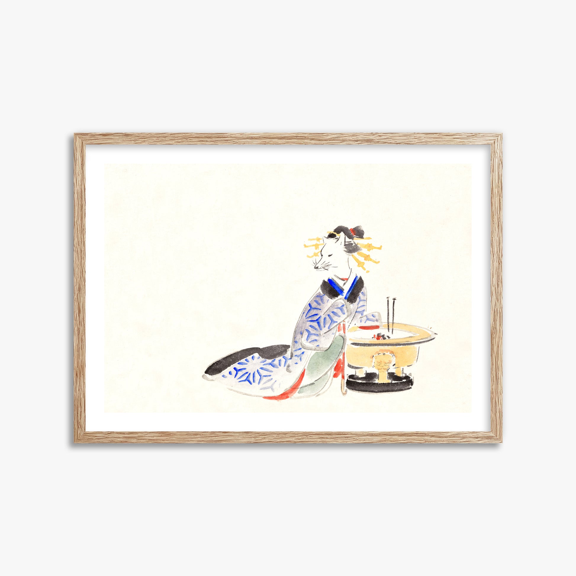 Utagawa Hiroshige: Fox (from the Album of Ichiryusai Hiroshige`s Sketches), 50x70cm Framed Art Reproduction With Raw Oak Frame