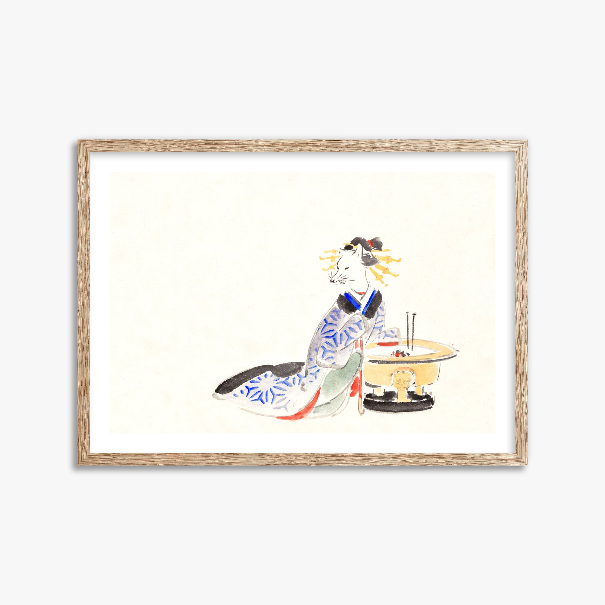 Utagawa Hiroshige: Fox (from the Album of Ichiryusai Hiroshige`s Sketches), 50x70cm Framed Art Reproduction With Raw Oak Frame