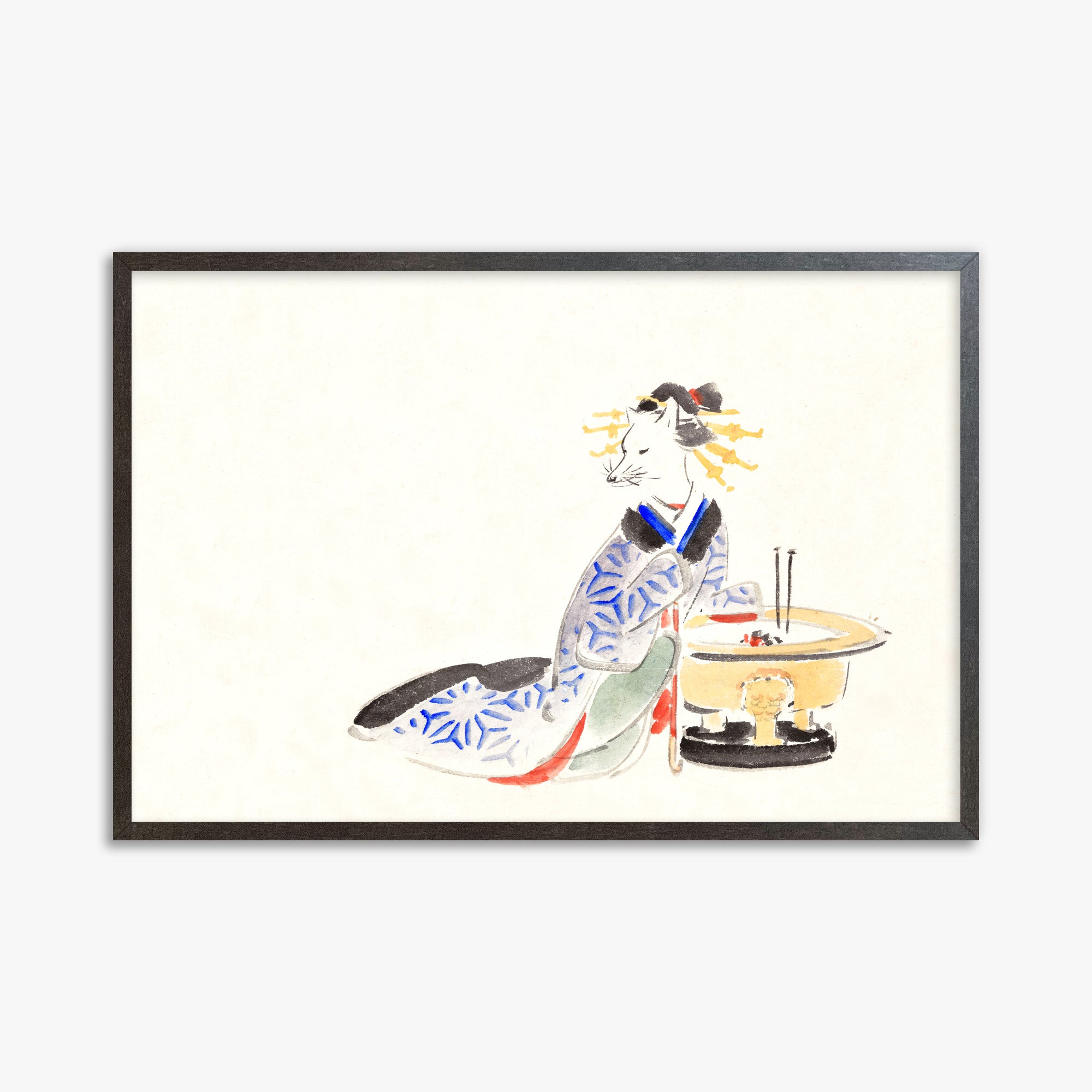Utagawa Hiroshige: Fox (from the Album of Ichiryusai Hiroshige`s Sketches), 61x91cm Framed Art Reproduction With Espresso Frame
