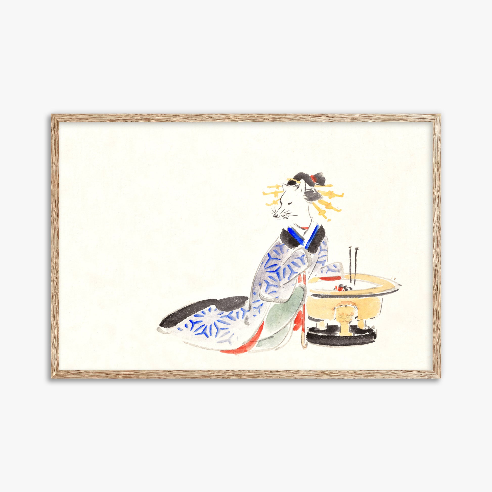 Utagawa Hiroshige: Fox (from the Album of Ichiryusai Hiroshige`s Sketches), 61x91cm Framed Art Reproduction With Raw Oak Frame