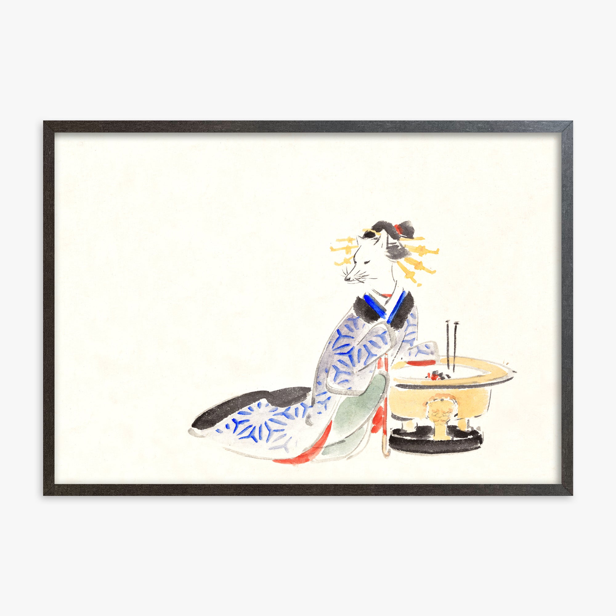 Utagawa Hiroshige: Fox (from the Album of Ichiryusai Hiroshige`s Sketches), 70x100cm Framed Art Reproduction With Espresso Frame